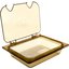 10440Z13 - StorPlus™ High Heat EZ Access Hinged Notched Universal Food Pan Lid 1/2 Size - Amber