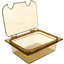 10440Z13 - StorPlus™ High Heat EZ Access Hinged Notched Universal Food Pan Lid 1/2 Size - Amber
