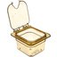 10519Z13 - StorPlus™ High Heat EZ Access Hinged Notched Universal Food Pan Lid 1/6 Size - Amber