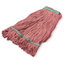369417B05 - MED RED LOOPED-END MOP  W/GREEN BAND  - 4 PLY SYNT