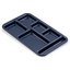4398250 - Right Hand 6-Compartment Melamine Tray 15" x 9" - Dark Blue