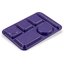 4398087 - Left-Hand Heavyweight 6-Compartment Melamine Tray 10" x 14" - Purple