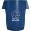 841044REC14 - Bronco™ Round RECYCLE Container 44 Gallon - Blue