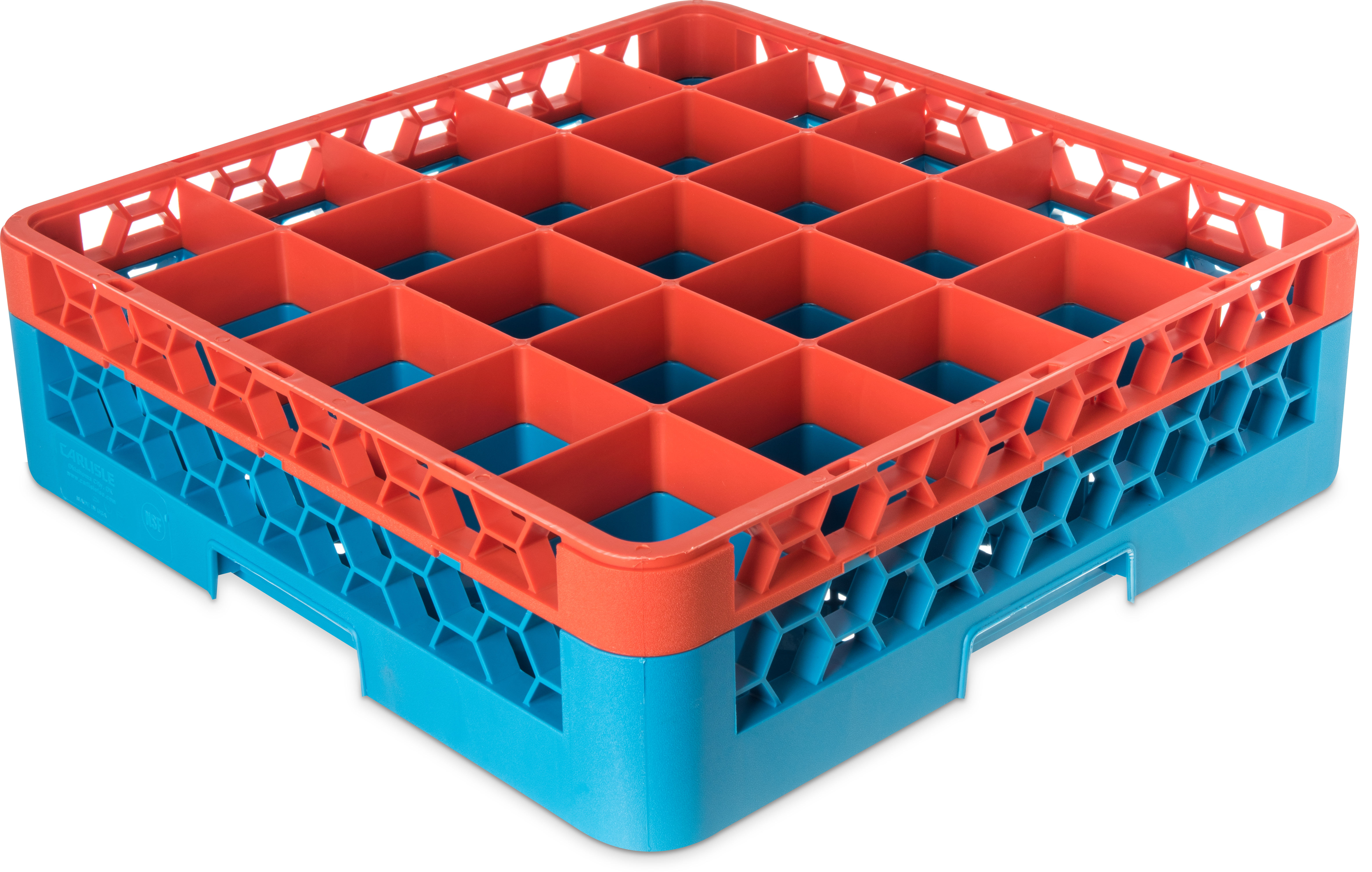 OptiClean 25 Compartment Glass Rack with 1 Extender 5.56 - Orange-Carlisle Blue