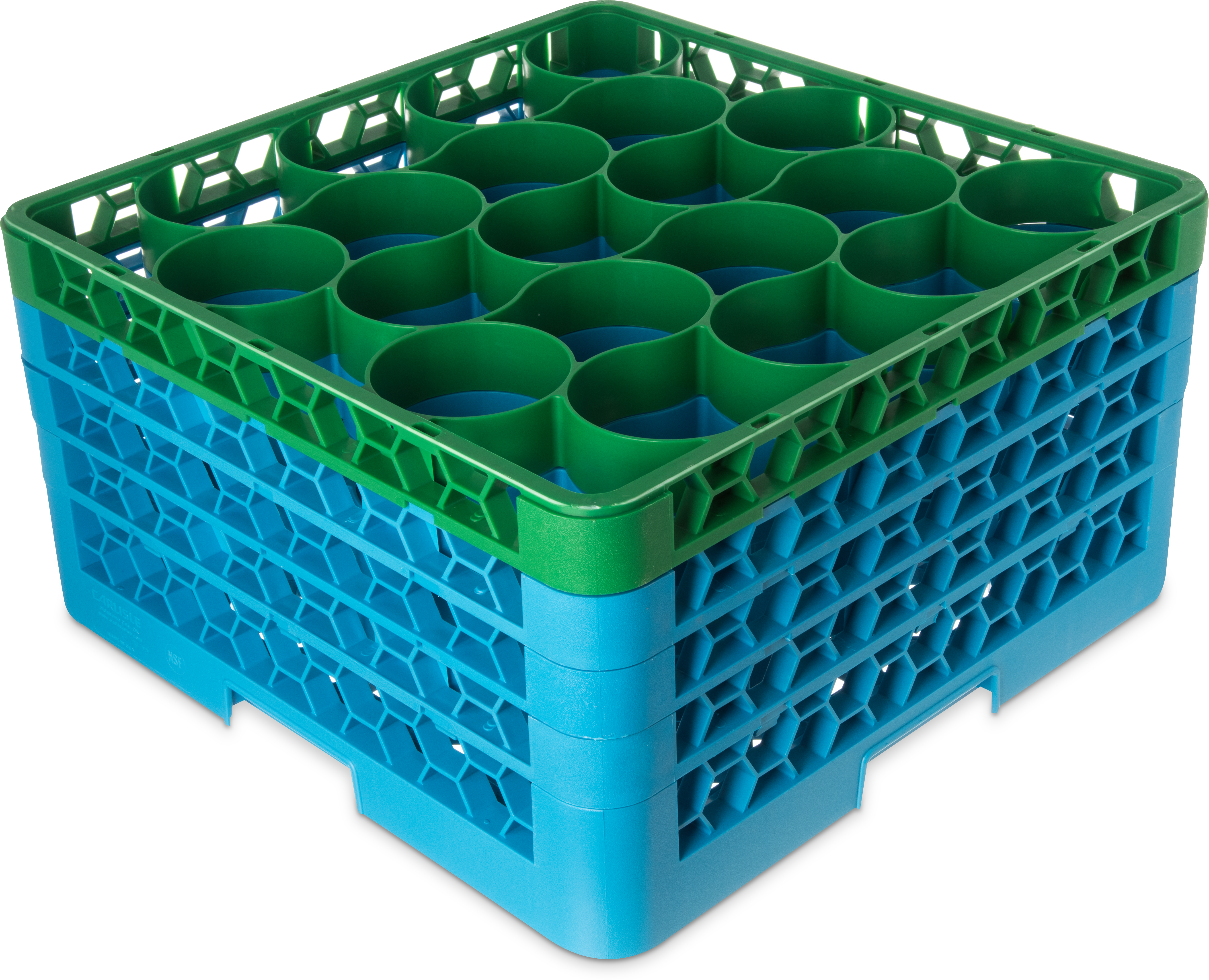 OptiClean NeWave Color-Coded Glass Rack with Four Extenders 20 Compartment - Green-Carlisle Blue