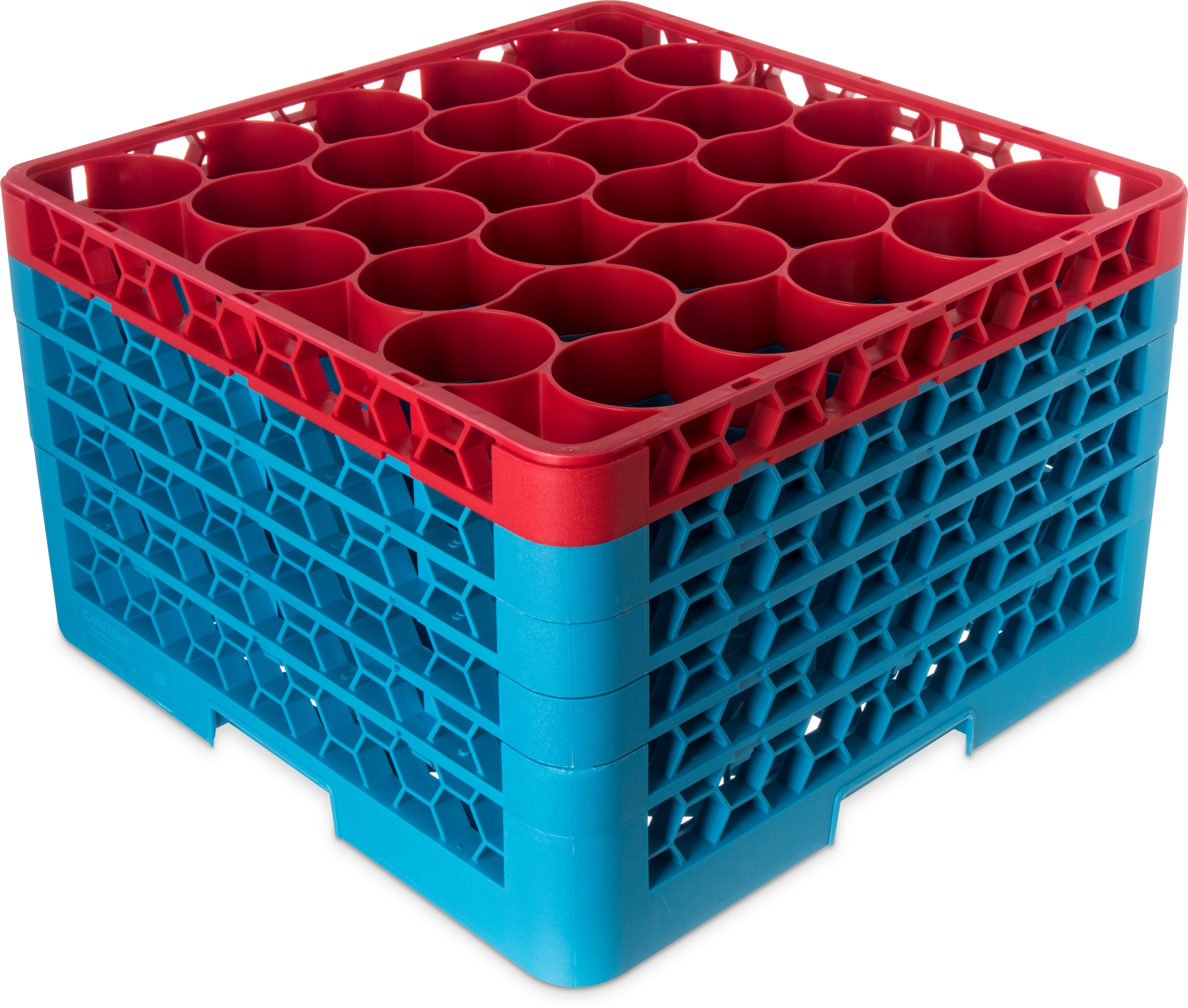 OptiClean NeWave Color-Coded Glass Rack with Four Extenders 30 Compartment - Red-Carlisle Blue