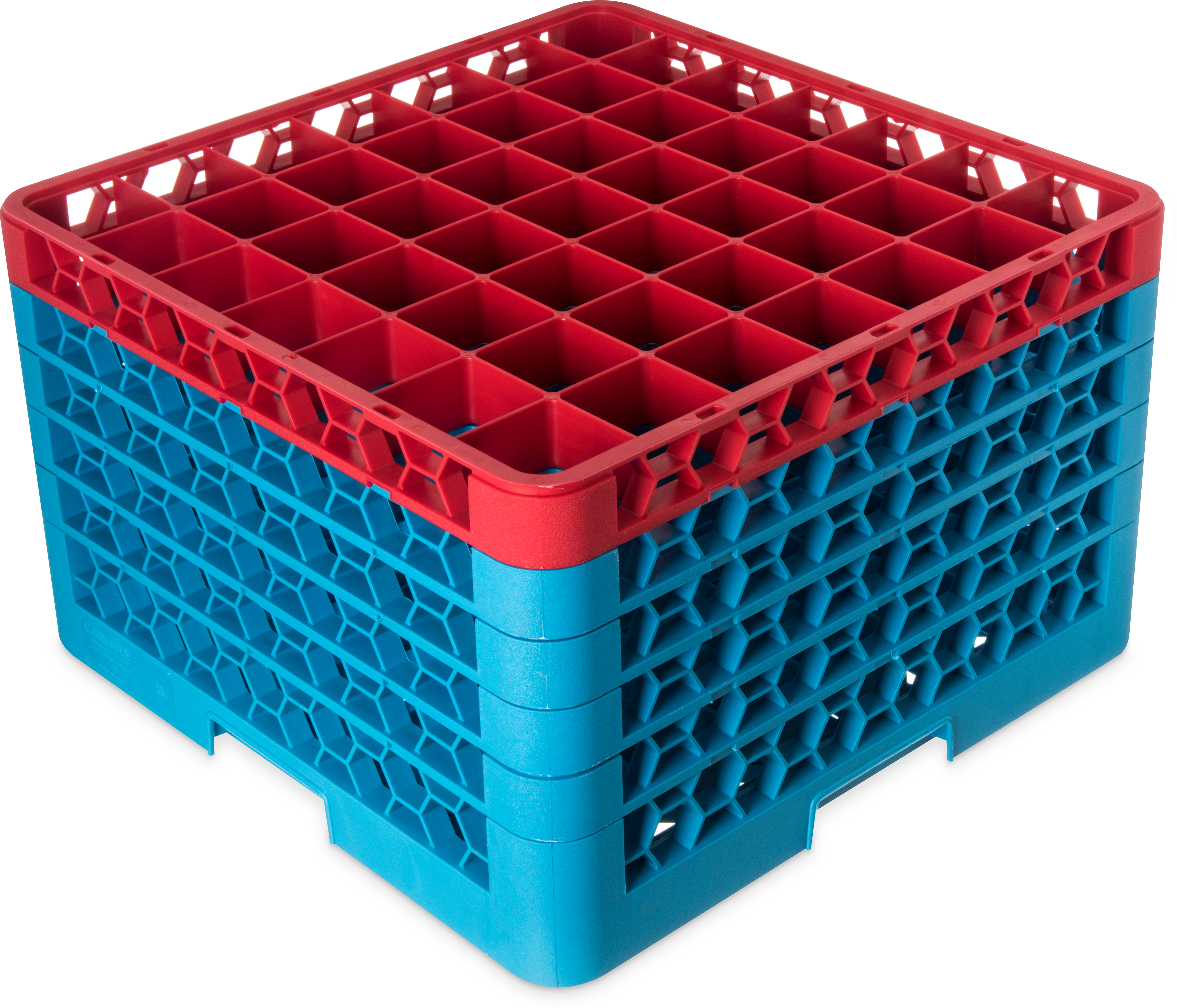 OptiClean 49 Compartment Glass Rack with 5 Extenders 11.9 - Red-Carlisle Blue