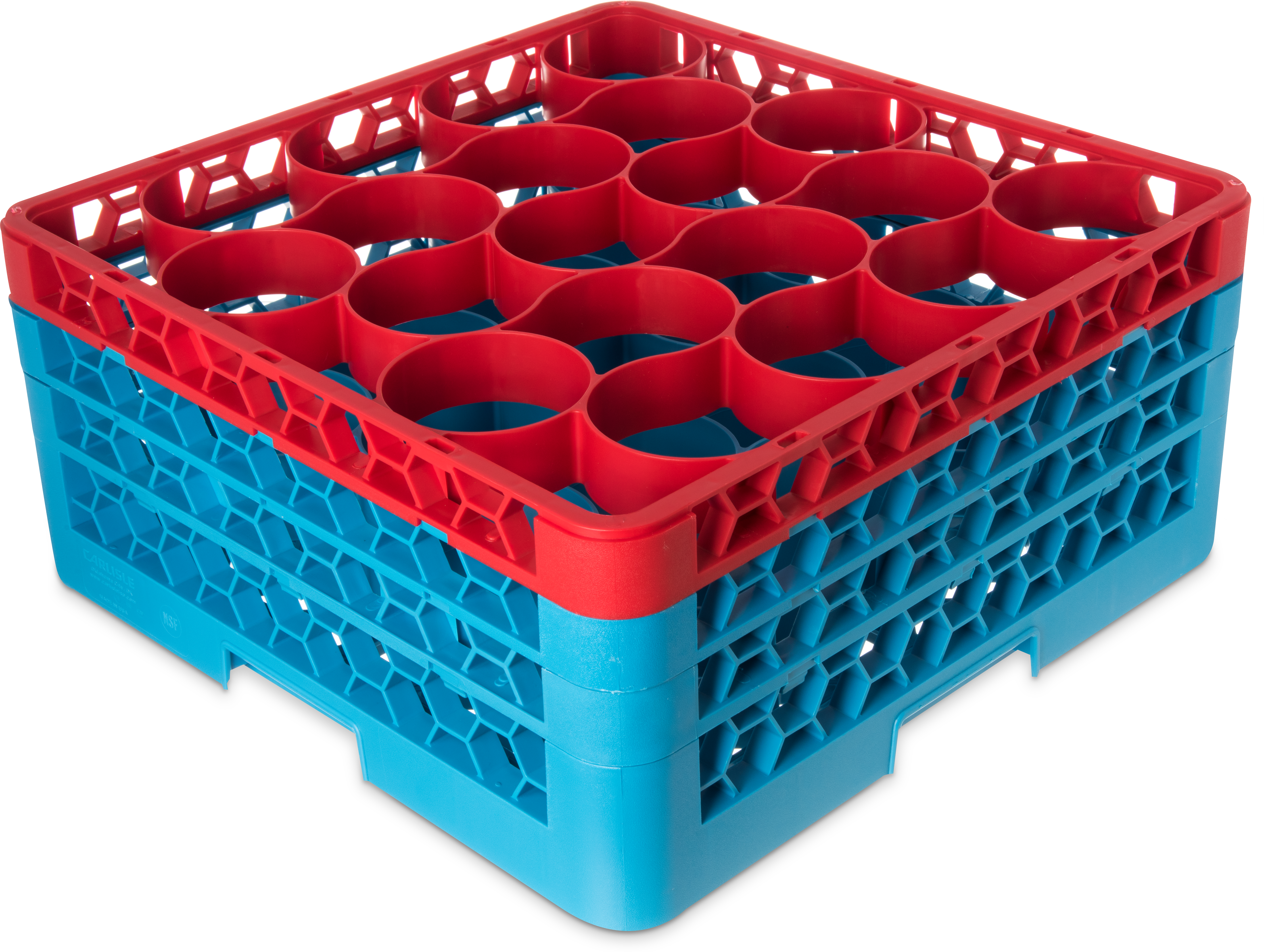 OptiClean NeWave Color-Coded Glass Rack with Three Extenders 20 Compartment - Red-Carlisle Blue