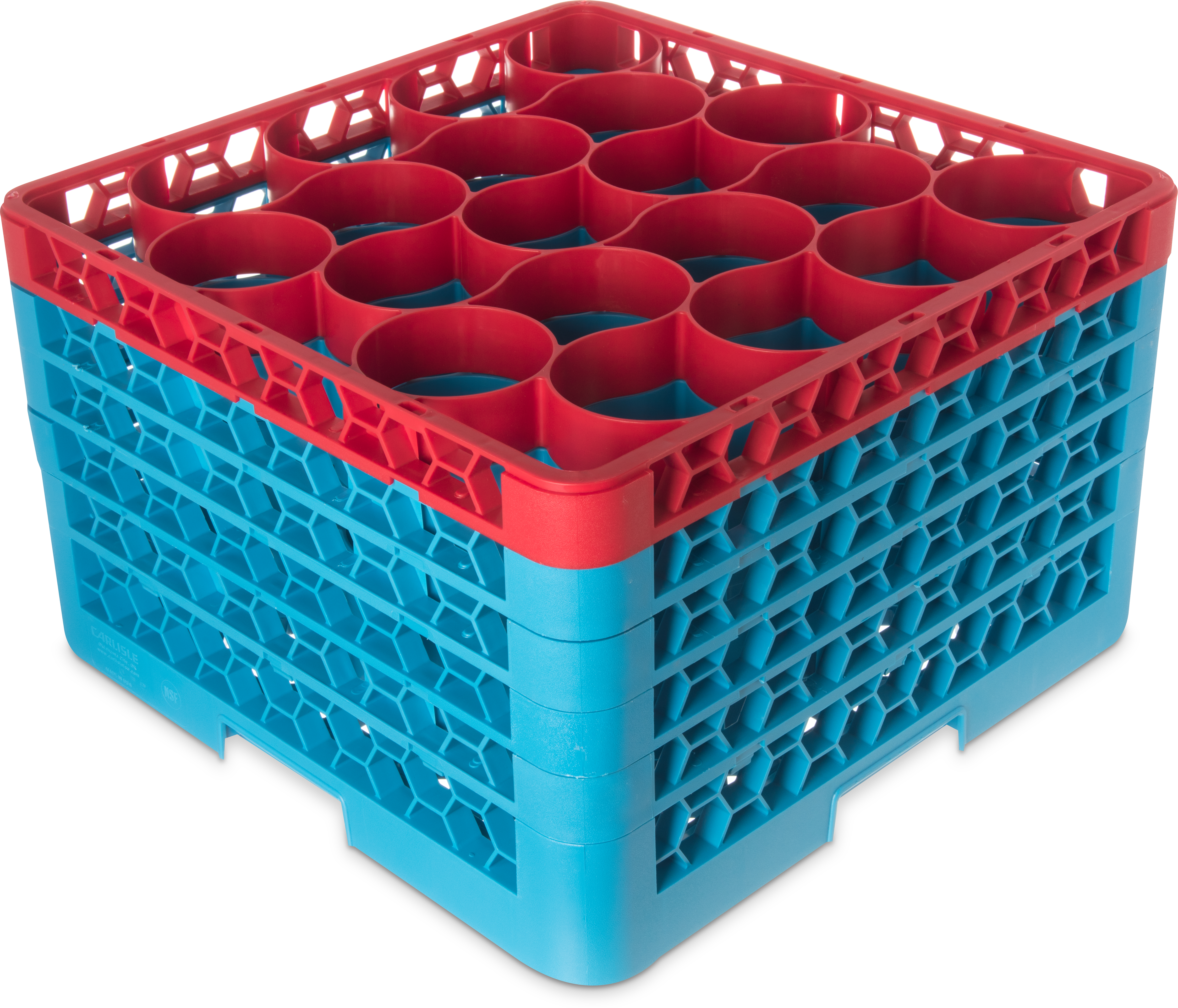 OptiClean NeWave Color-Coded Glass Rack with Five Extenders 20 Compartment - Red-Carlisle Blue
