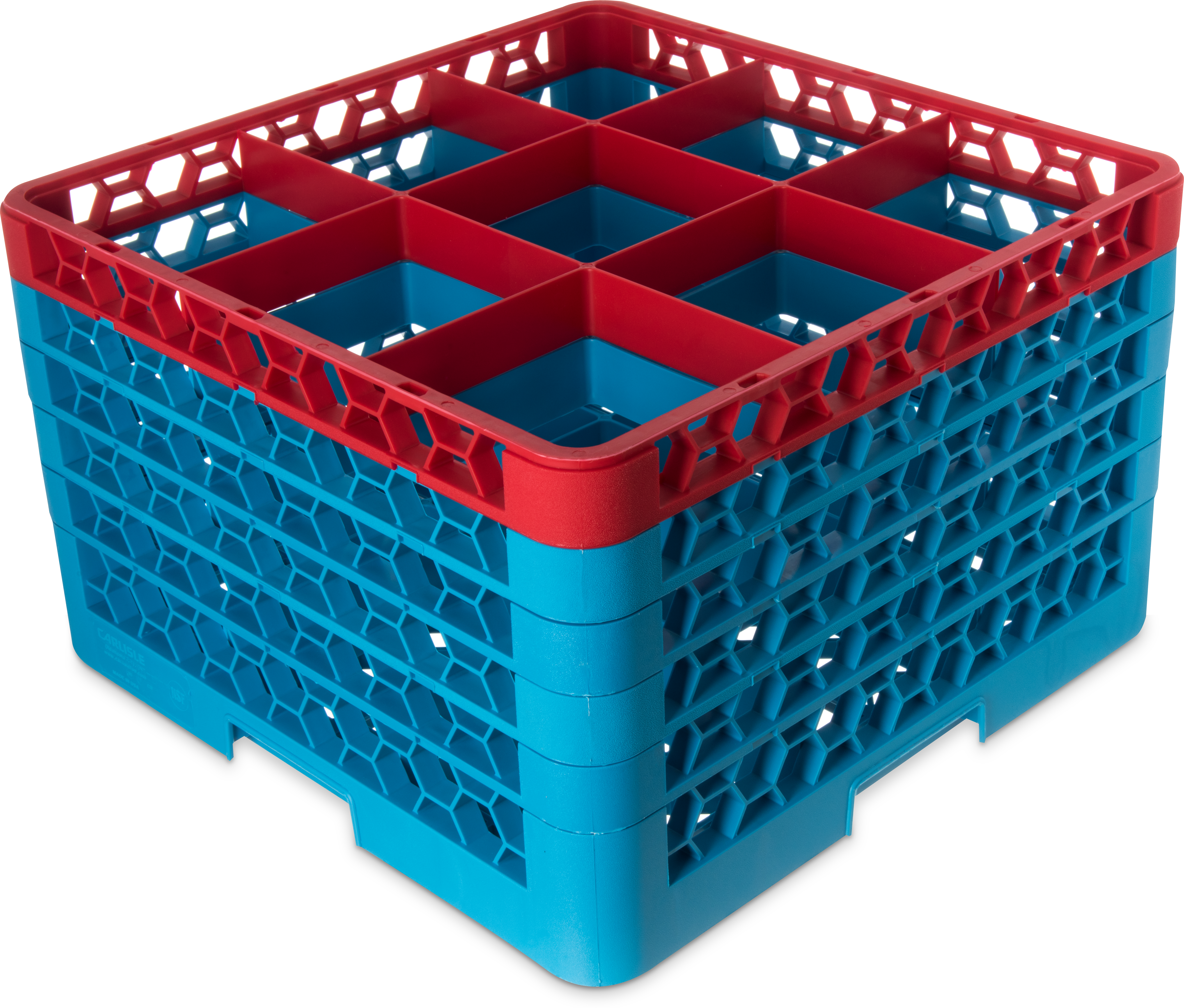 OptiClean 9 Compartment Glass Rack with 5 Extenders 11.9 - Red-Carlisle Blue