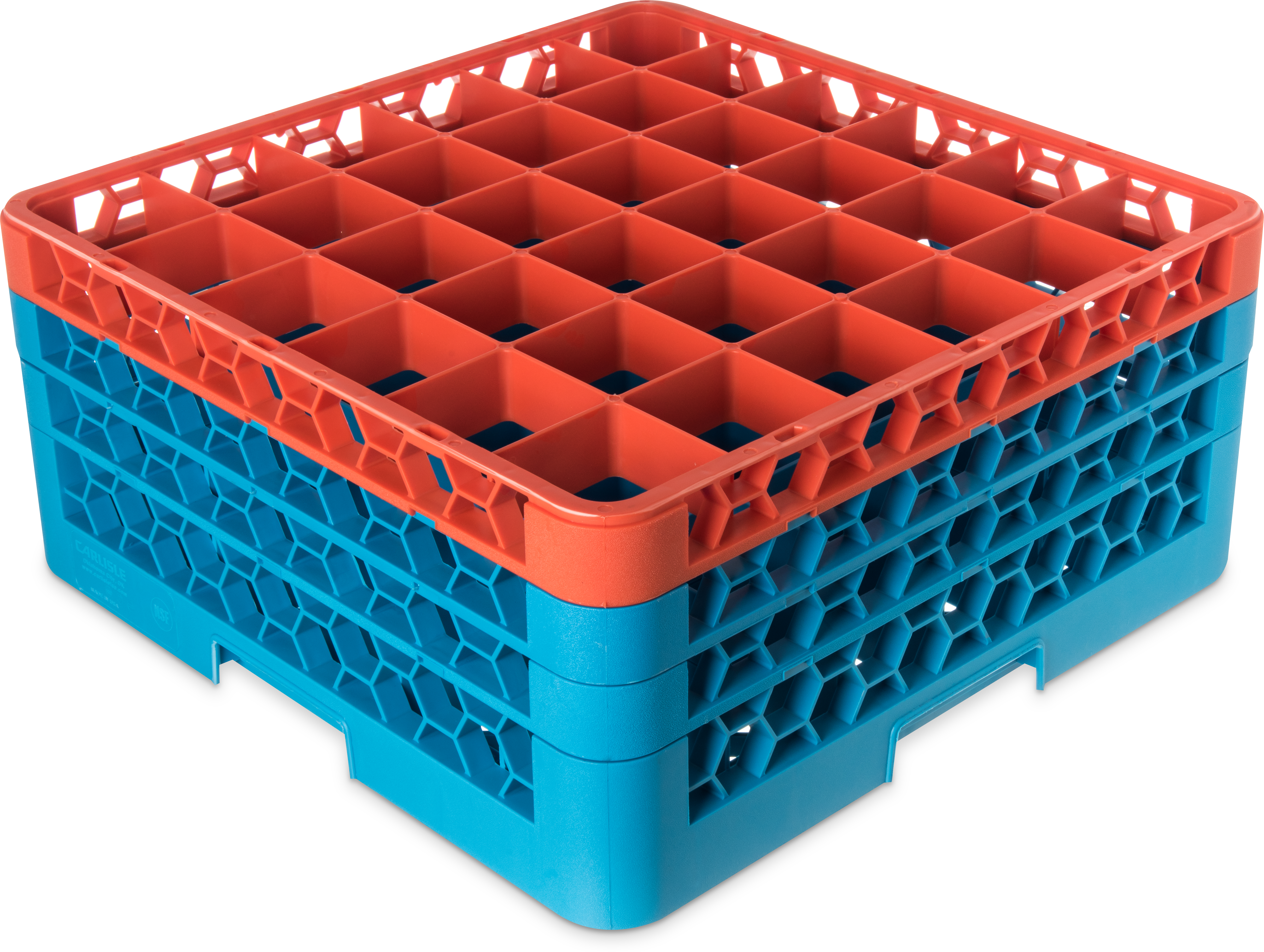 OptiClean 36 Compartment Glass Rack with 3 Extenders 8.72 - Orange-Carlisle Blue