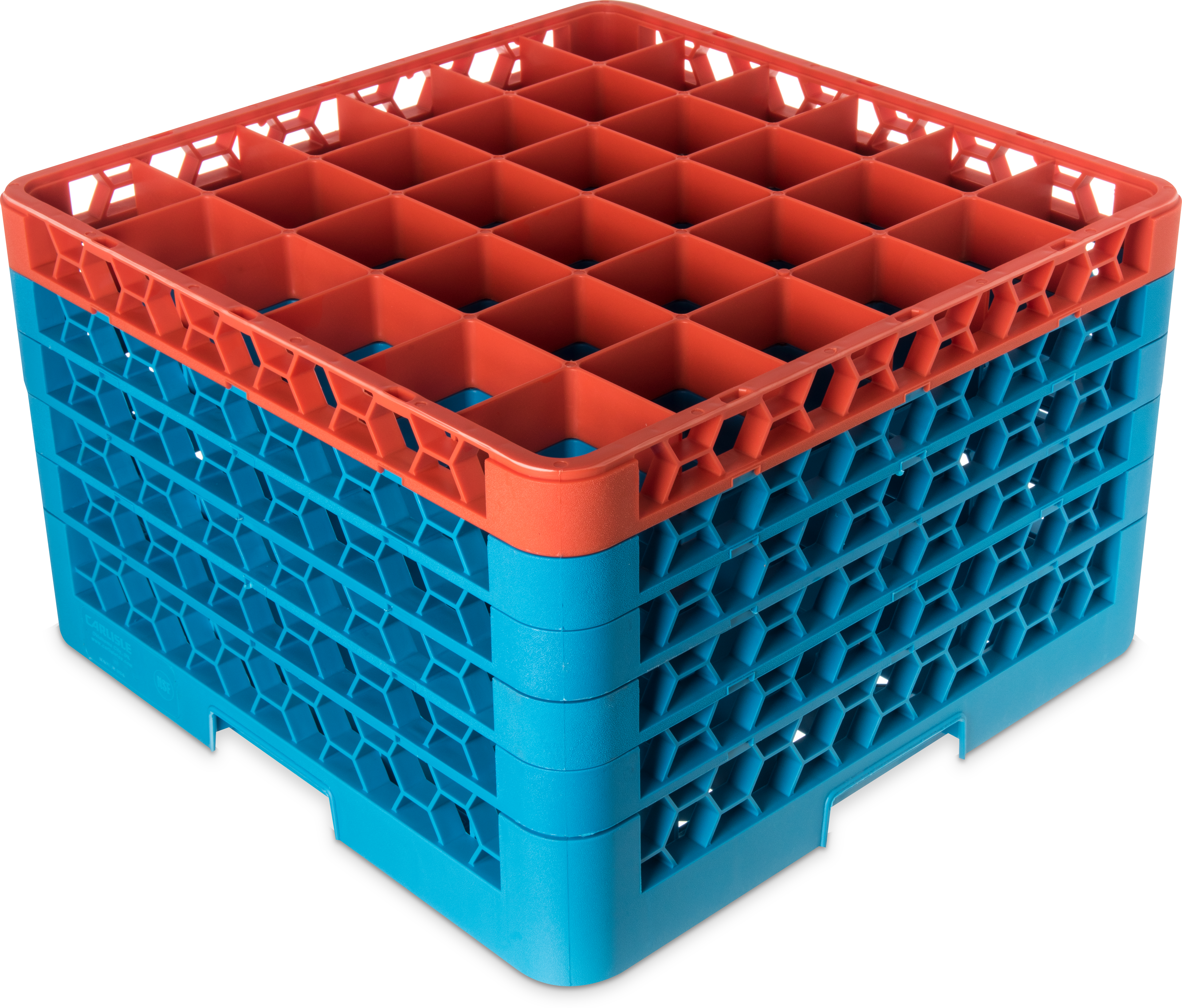 OptiClean 36 Compartment Glass Rack with 5 Extenders 11.9 - Orange-Carlisle Blue