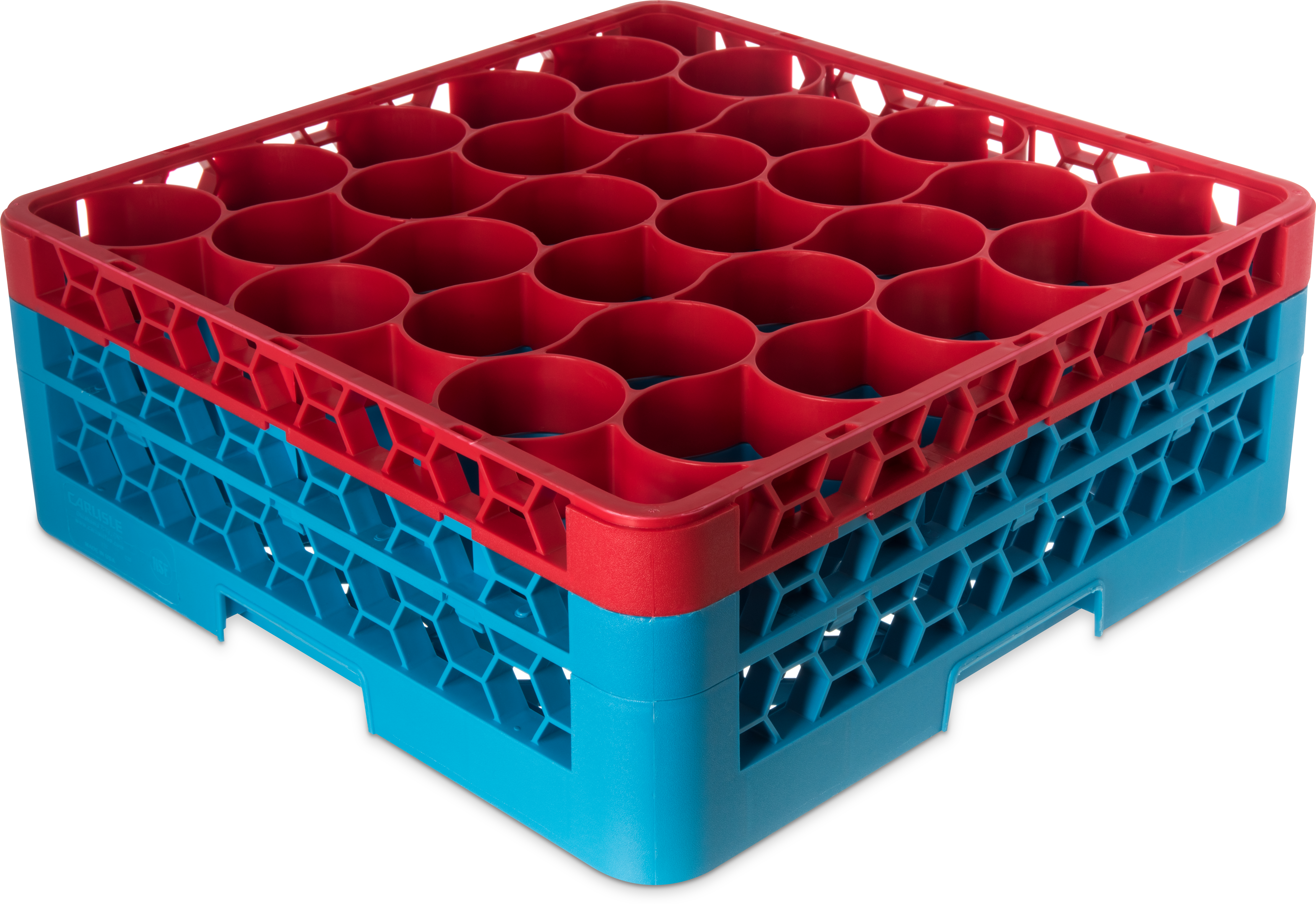 OptiClean NeWave Color-Coded Glass Rack with Two Extenders 30 Compartment - Red-Carlisle Blue