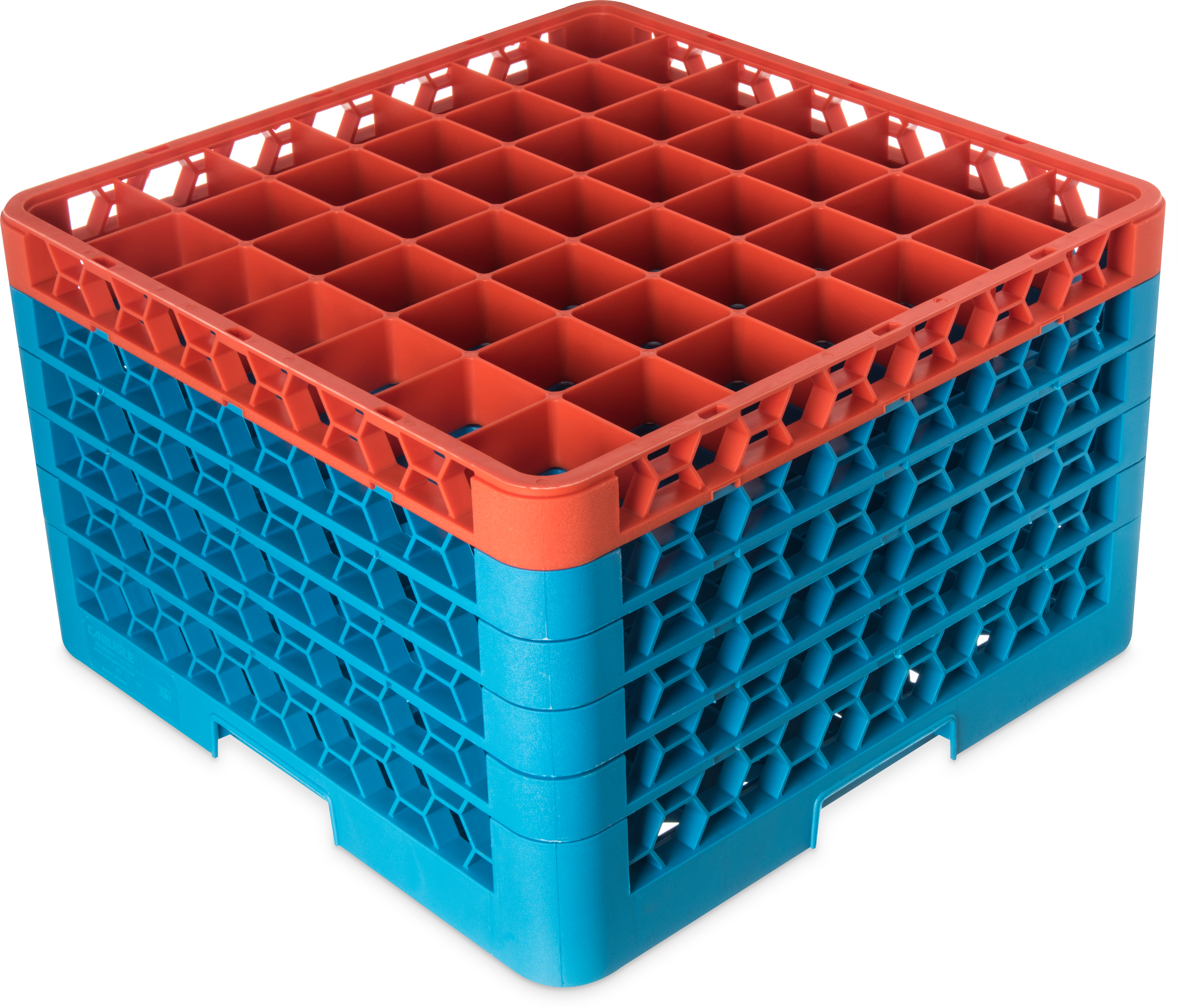 OptiClean 49 Compartment Glass Rack with 5 Extenders 11.9 - Orange-Carlisle Blue