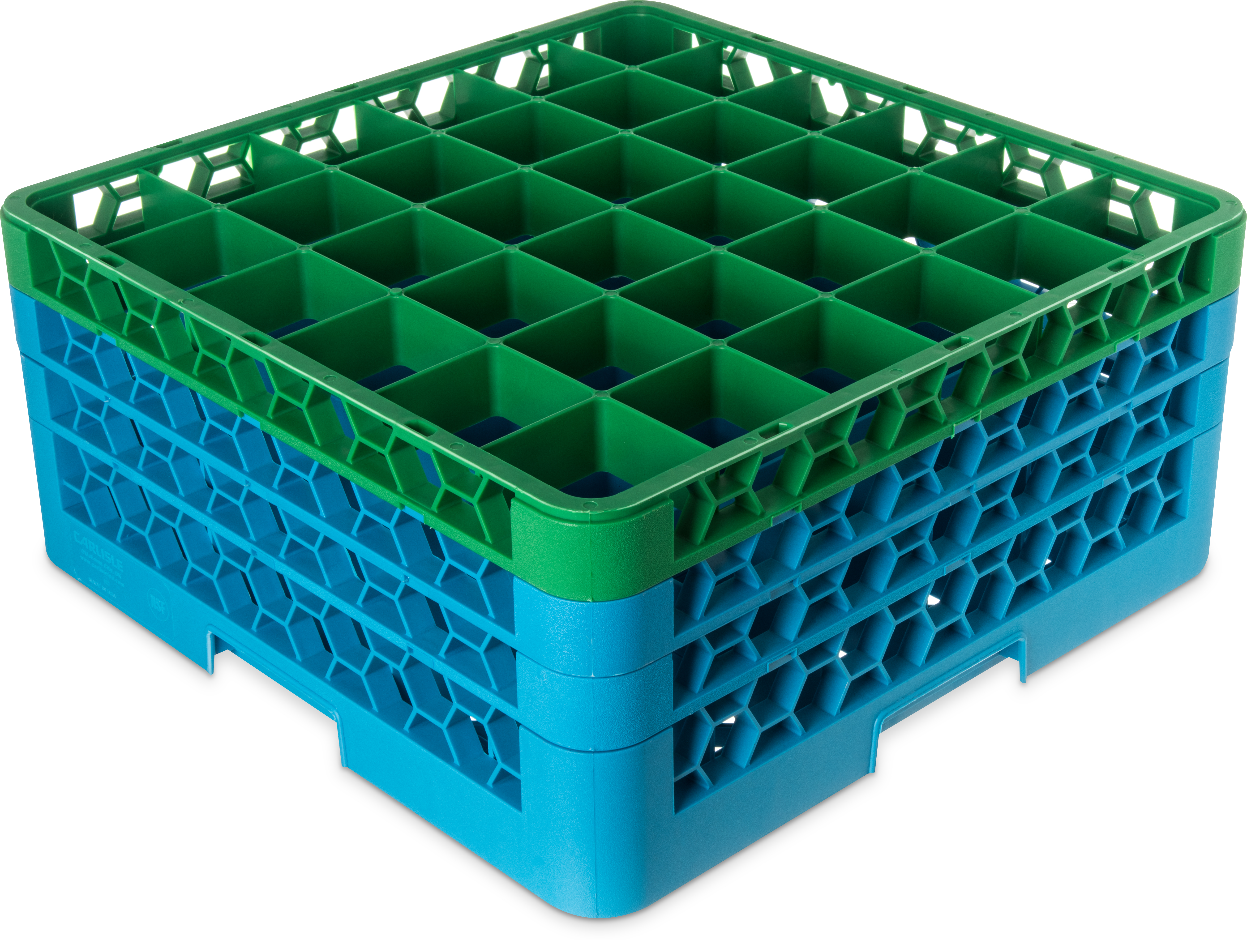 OptiClean 36 Compartment Glass Rack with 3 Extenders 8.72 - Green-Carlisle Blue