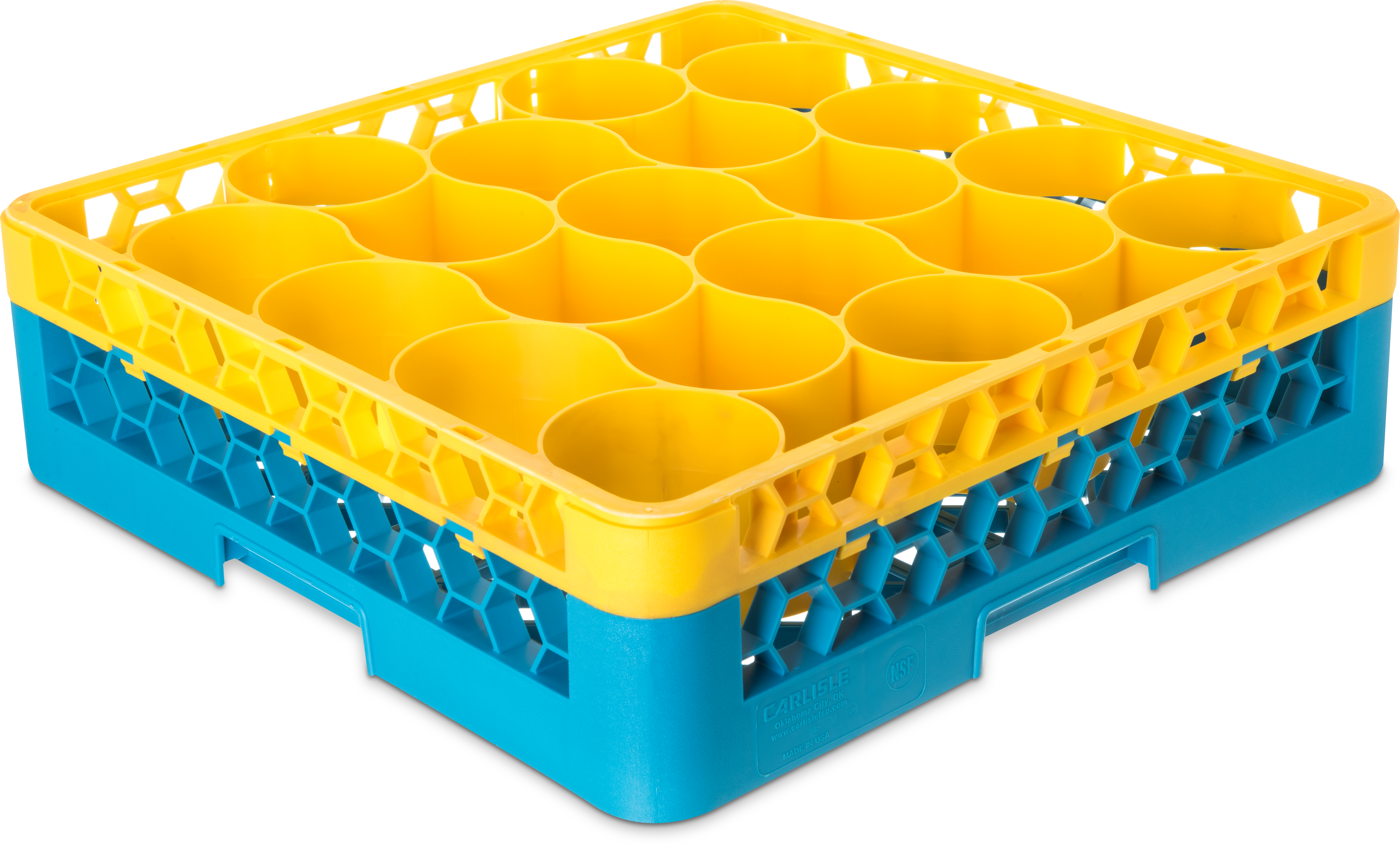 OptiClean NeWave Color-Coded Glass Rack with Integrated Extender 20 Compartment - Yellow-Carlisle Blue