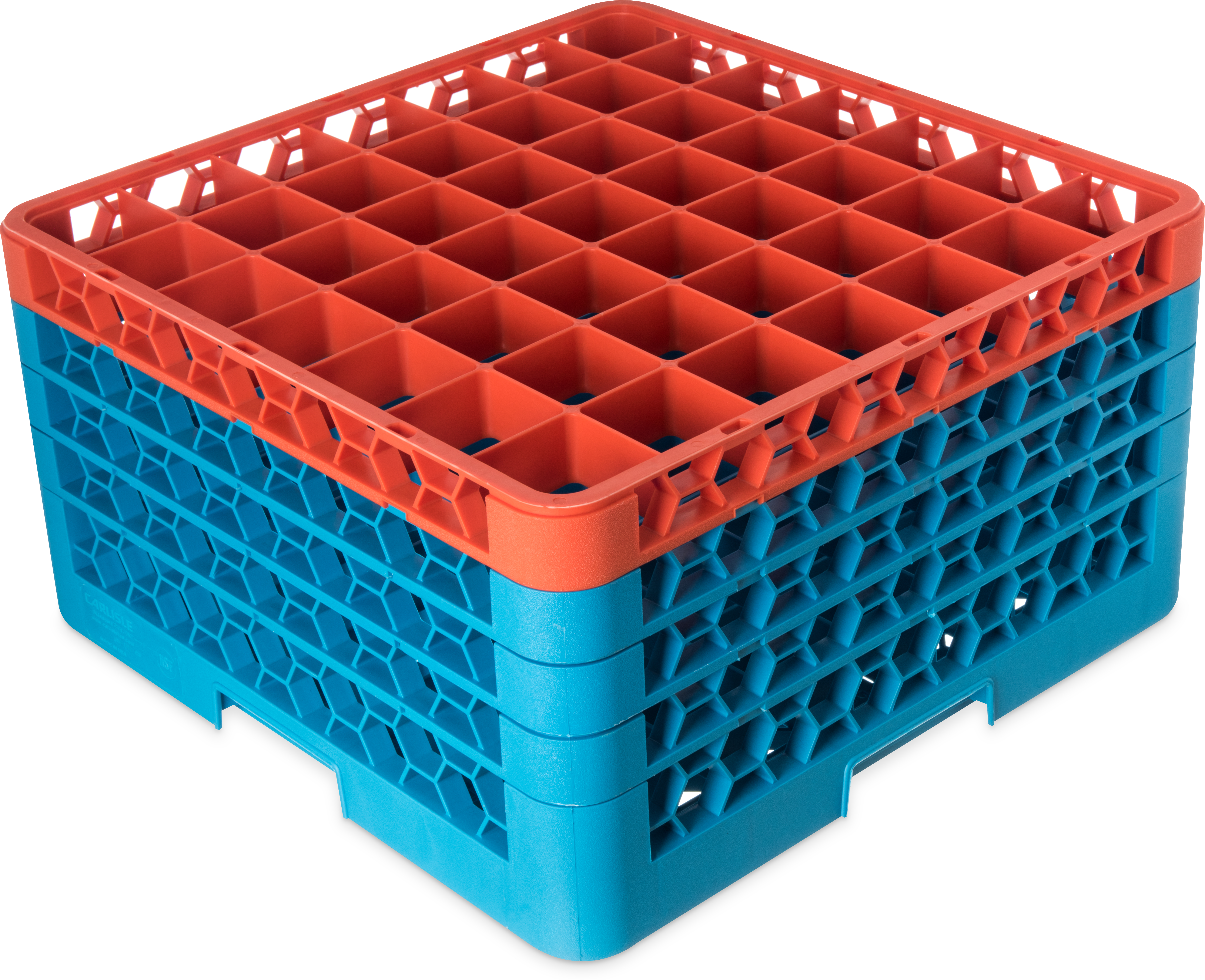 OptiClean 49 Compartment Glass Rack with 4 Extenders 10.3 - Orange-Carlisle Blue