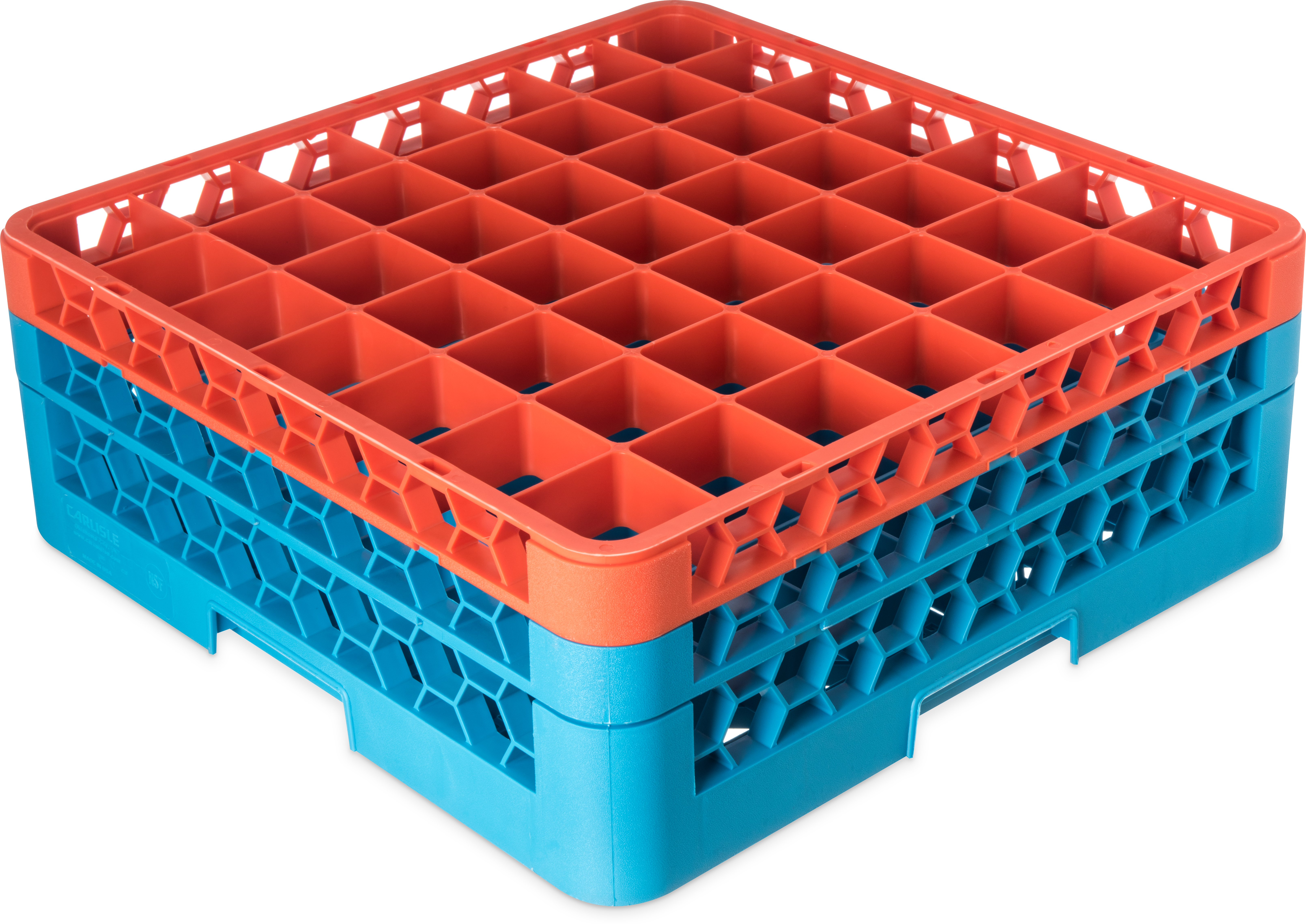OptiClean 49 Compartment Glass Rack with 2 Extenders 7.12 - Orange-Carlisle Blue