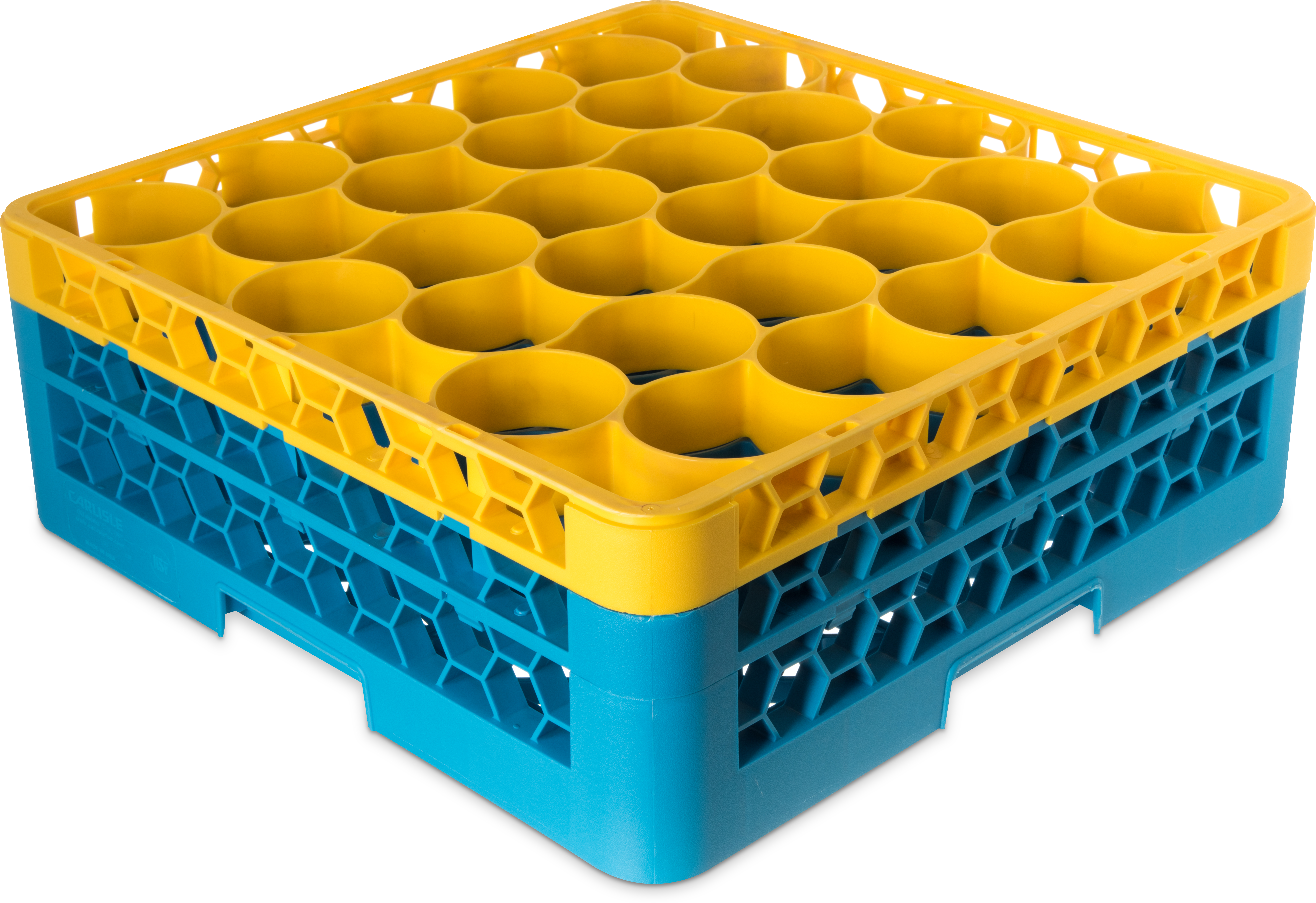 OptiClean NeWave Color-Coded Glass Rack with Two Extenders 30 Compartment - Yellow-Carlisle Blue