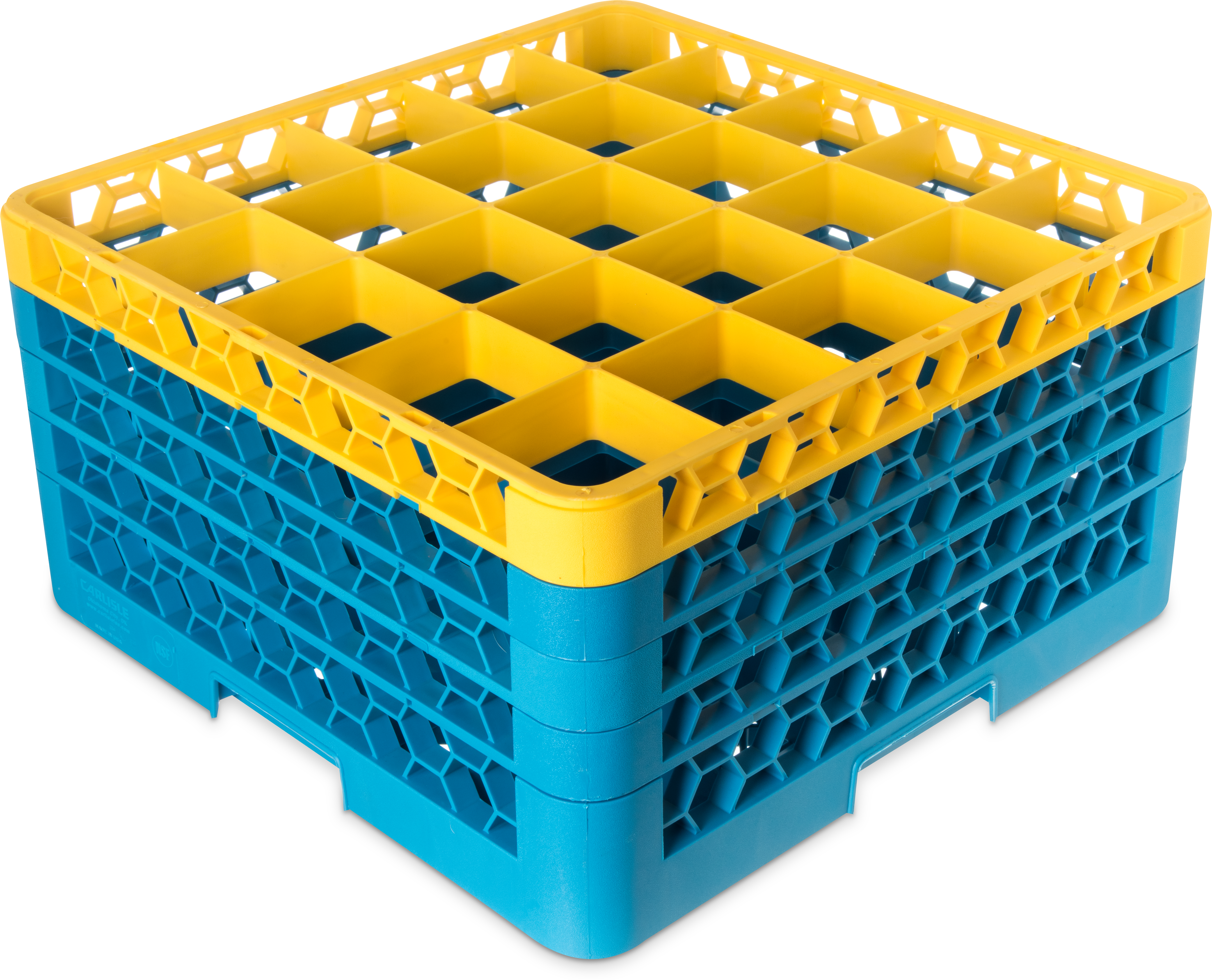 OptiClean 25 Compartment Glass Rack with 4 Extenders 10.3 - Yellow-Carlisle Blue