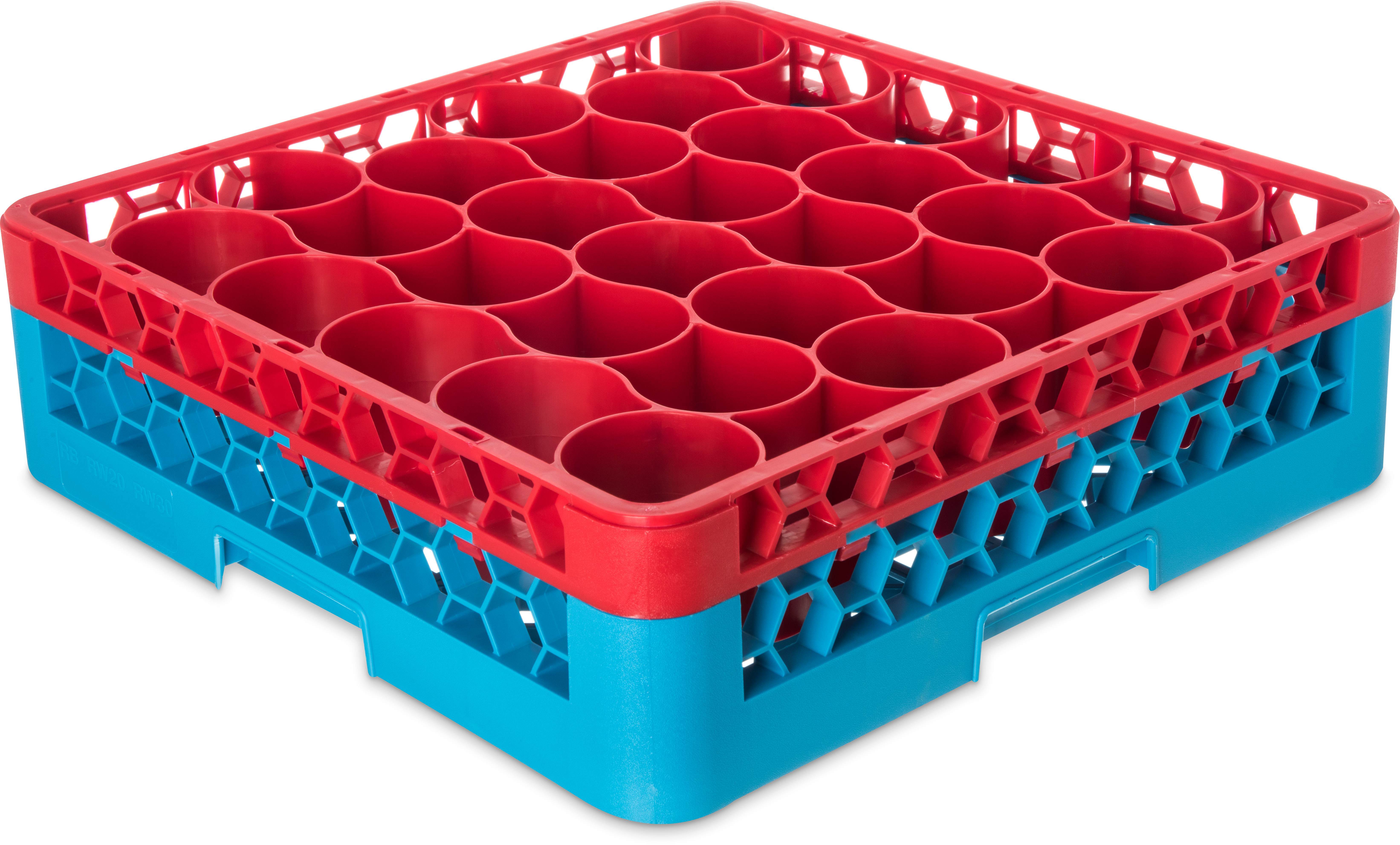 OptiClean NeWave Color-Coded Glass Rack with Integrated Extender 30 Compartment - Red-Carlisle Blue