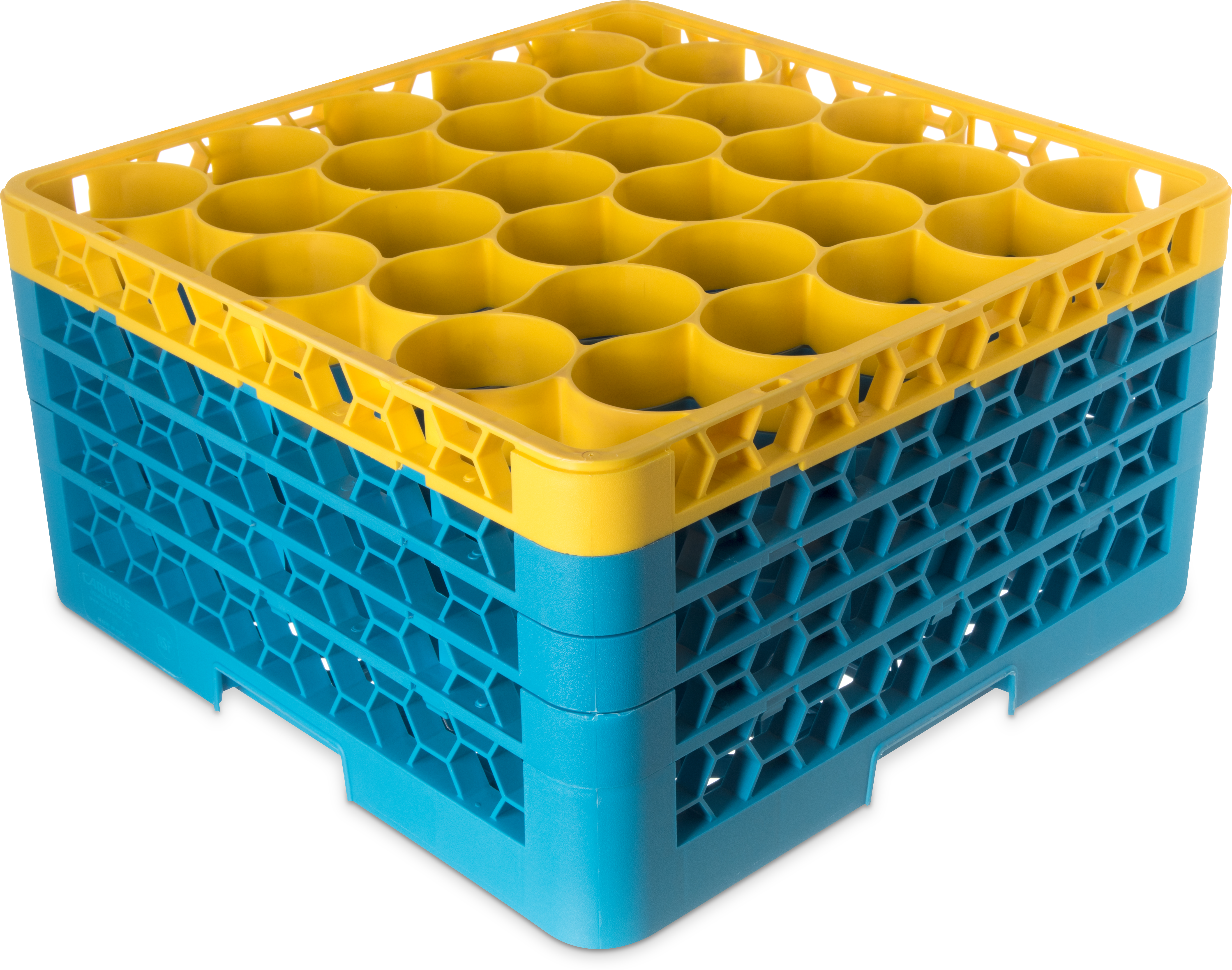 OptiClean NeWave Color-Coded Glass Rack with Three Extenders 30 Compartment (2pk) - Yellow-Carlisle Blue