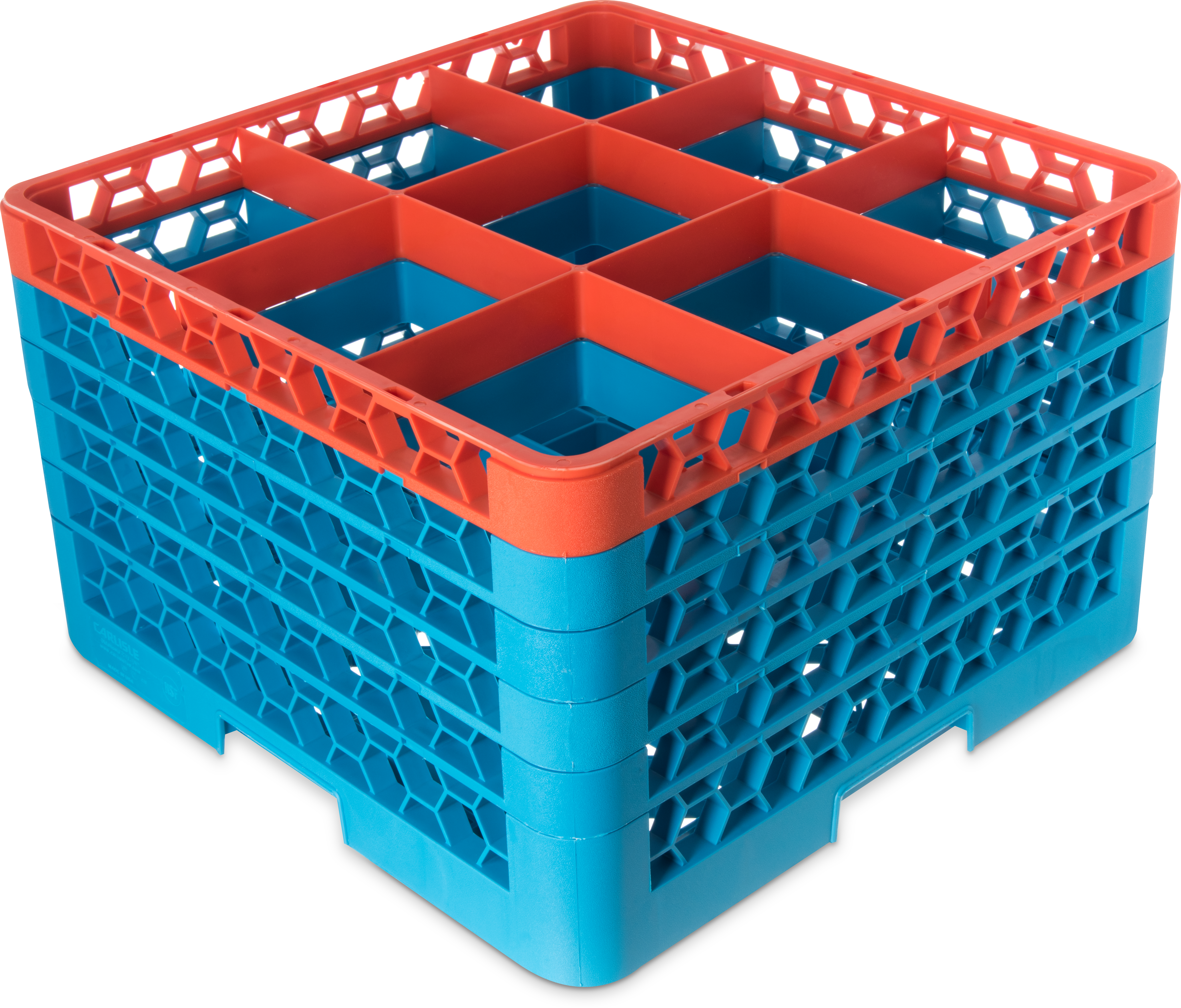 OptiClean 9 Compartment Glass Rack with 5 Extenders 11.9 - Orange-Carlisle Blue