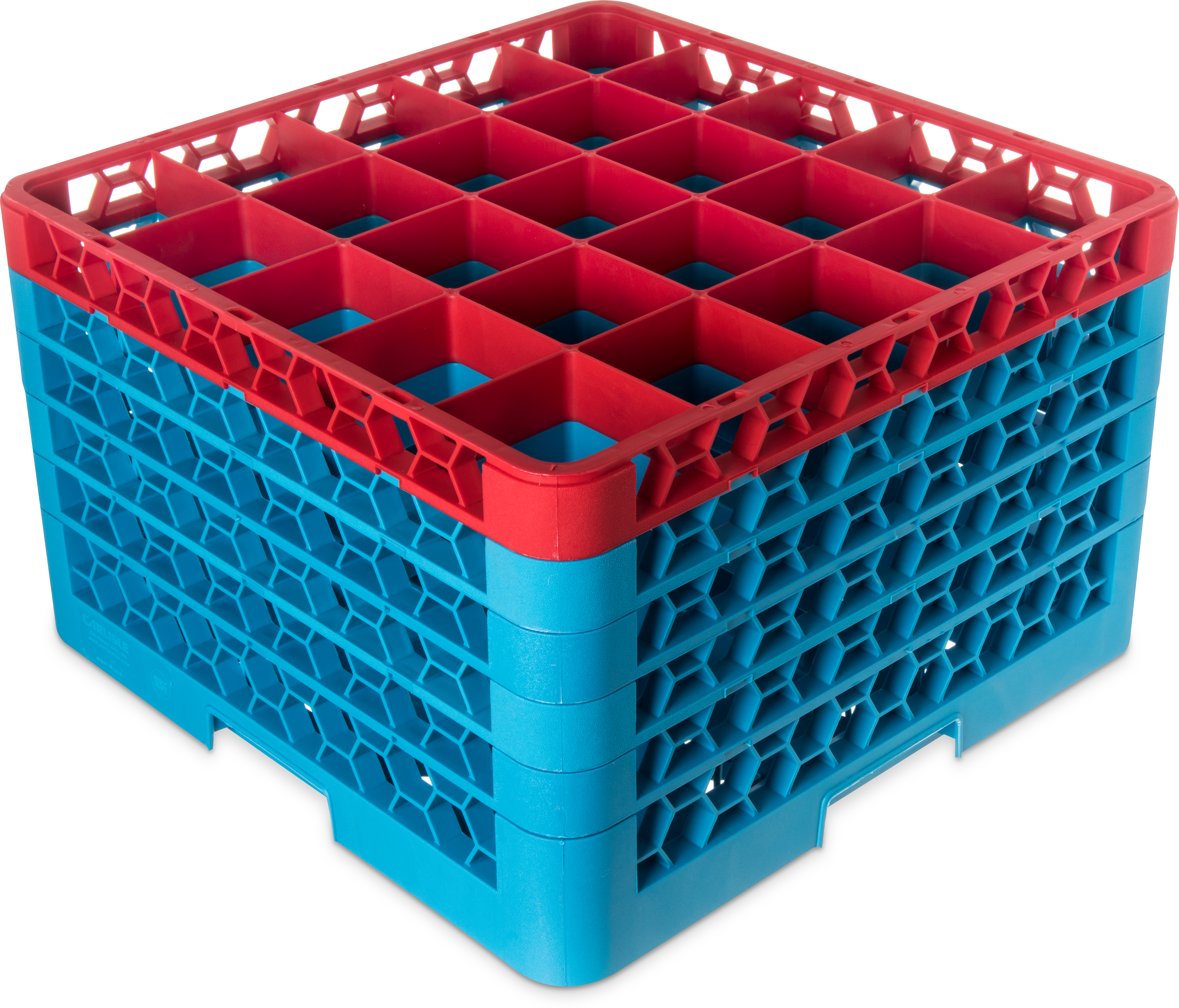 OptiClean 25 Compartment Glass Rack with 5 Extenders 11.9 - Red-Carlisle Blue