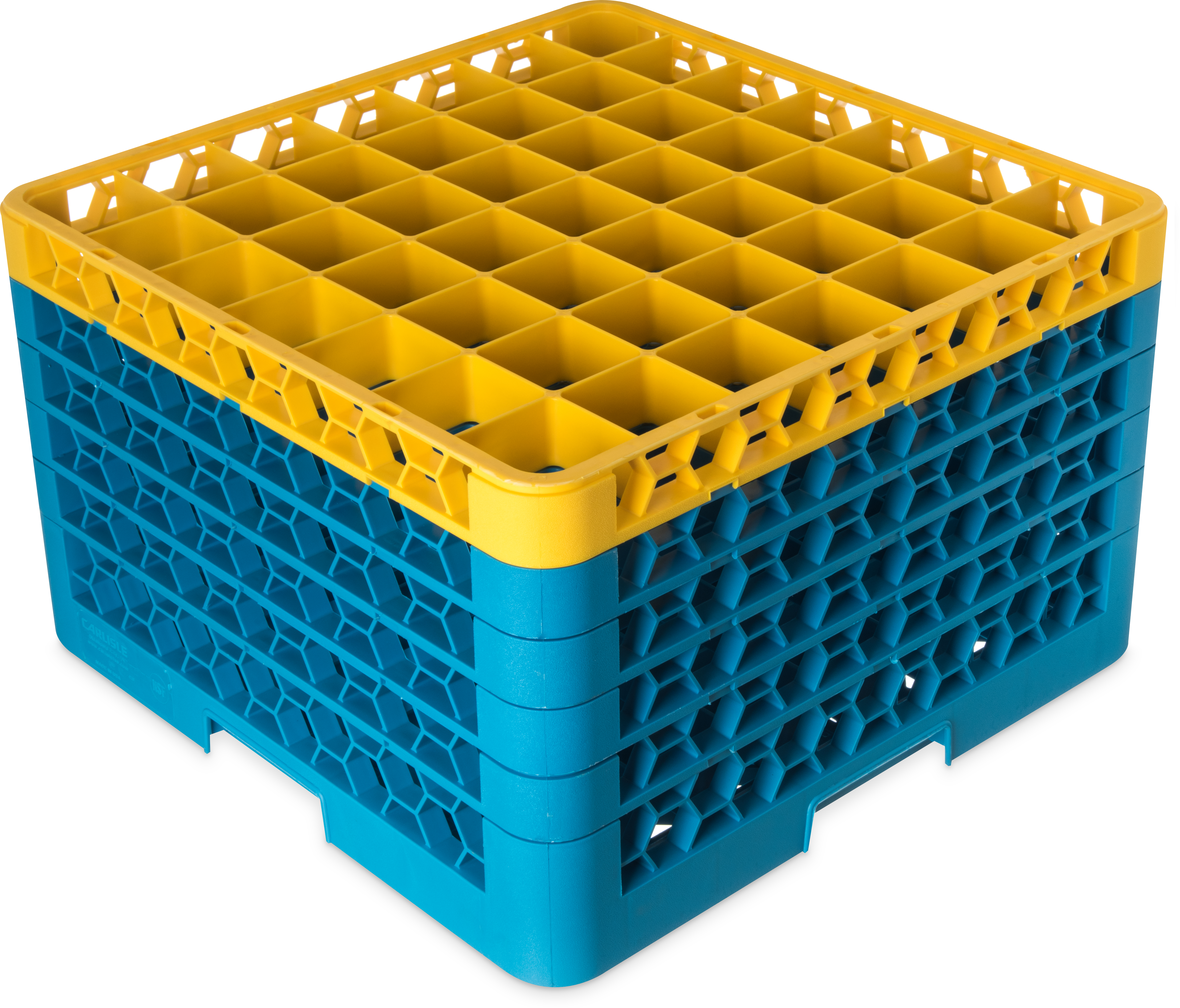 OptiClean 49 Compartment Glass Rack with 5 Extenders 11.9 - Yellow-Carlisle Blue