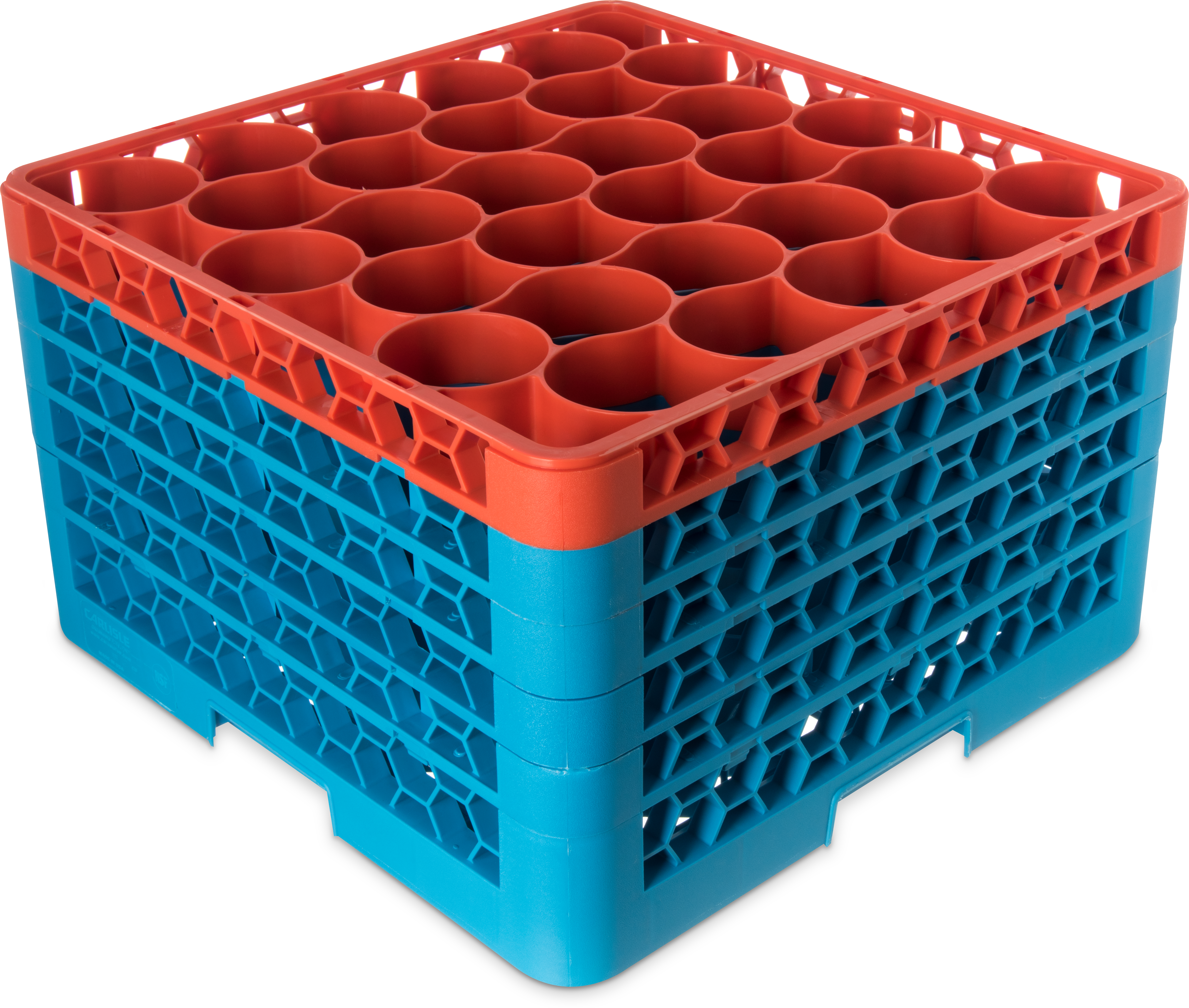 OptiClean NeWave Color-Coded Glass Rack with Four Extenders 30 Compartment - Orange-Carlisle Blue