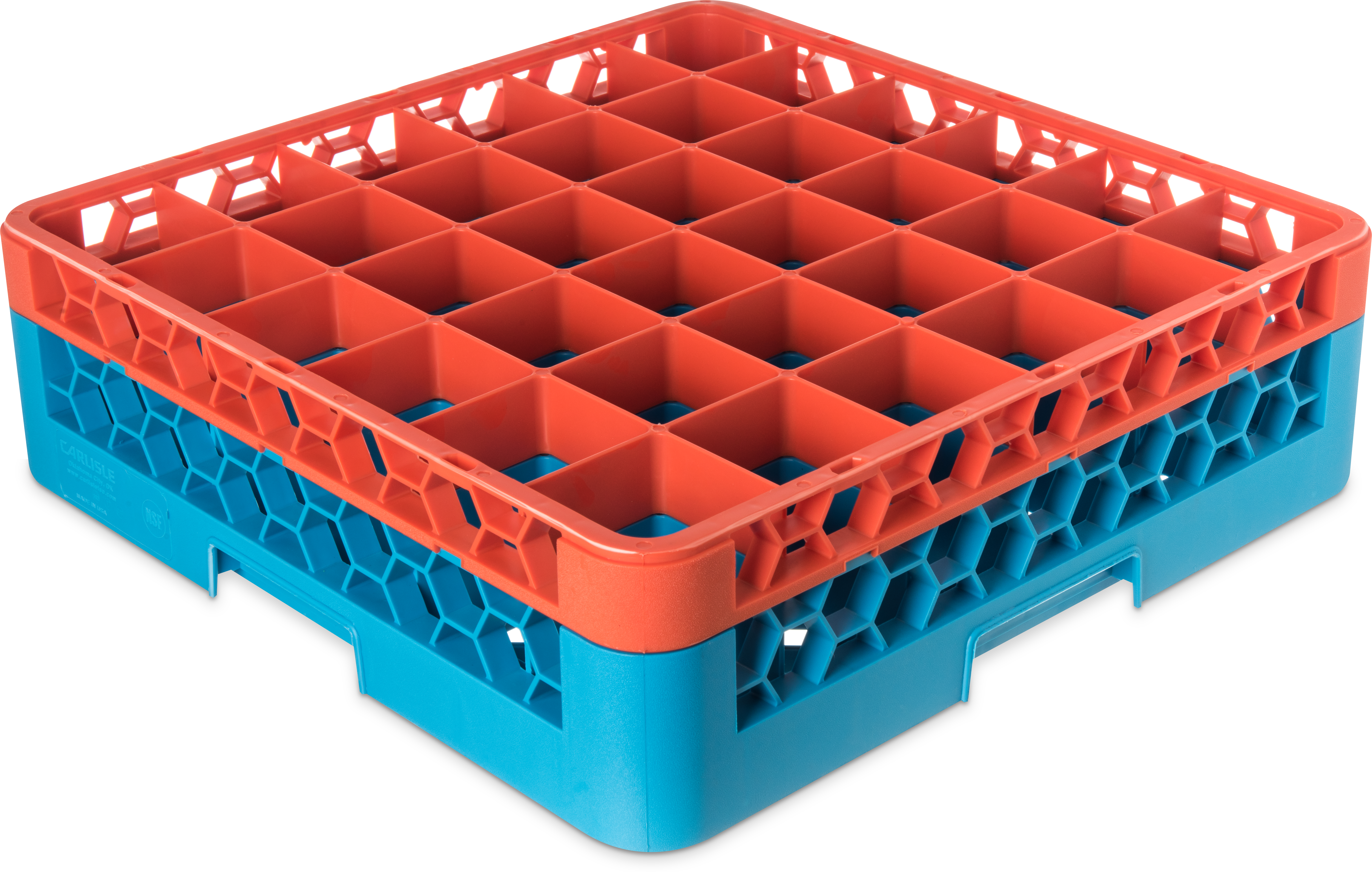 OptiClean 36 Compartment Glass Rack with 1 Extender 5.56 - Orange-Carlisle Blue