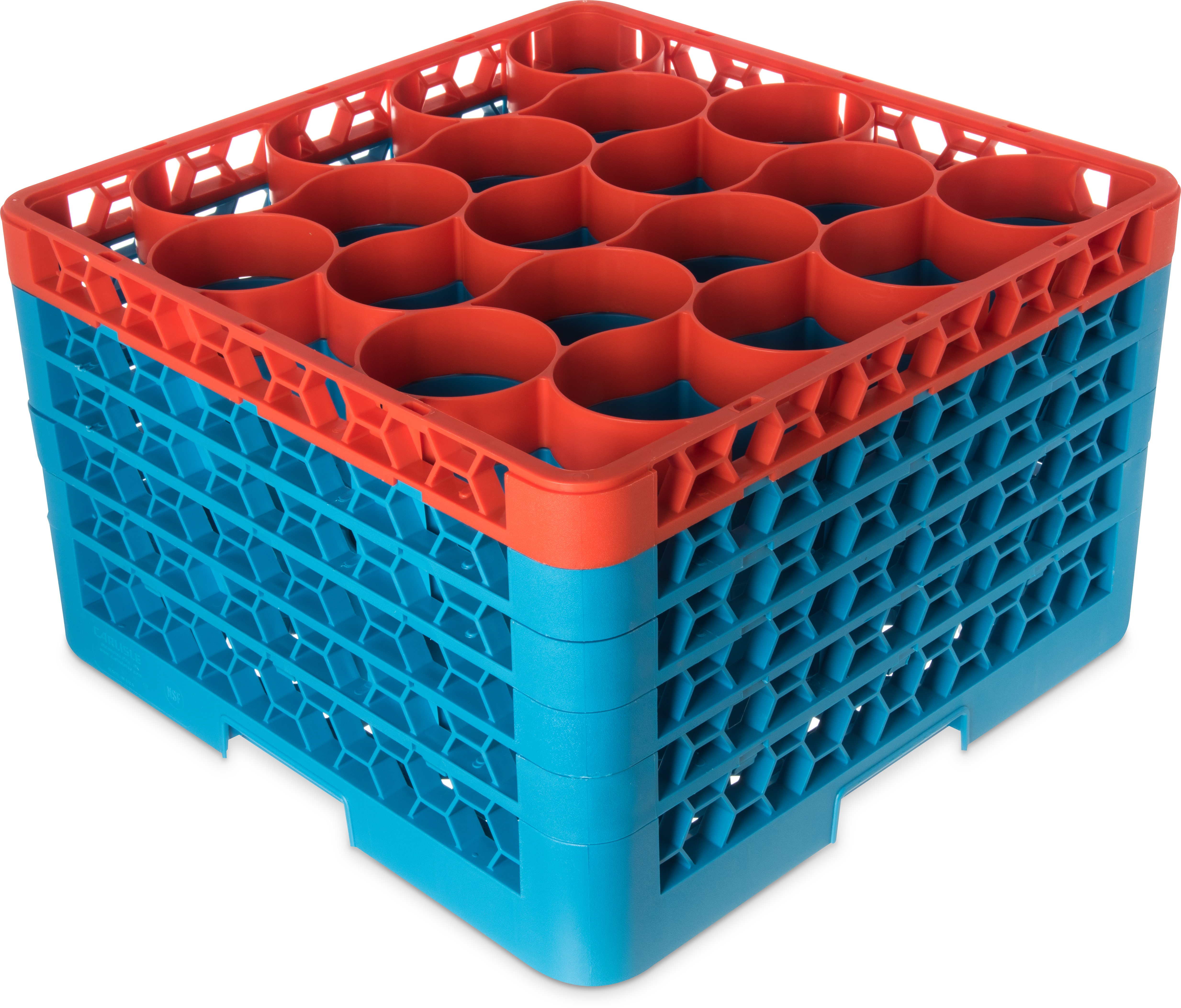 OptiClean NeWave Color-Coded Glass Rack with Five Extenders 20 Compartment - Orange-Carlisle Blue