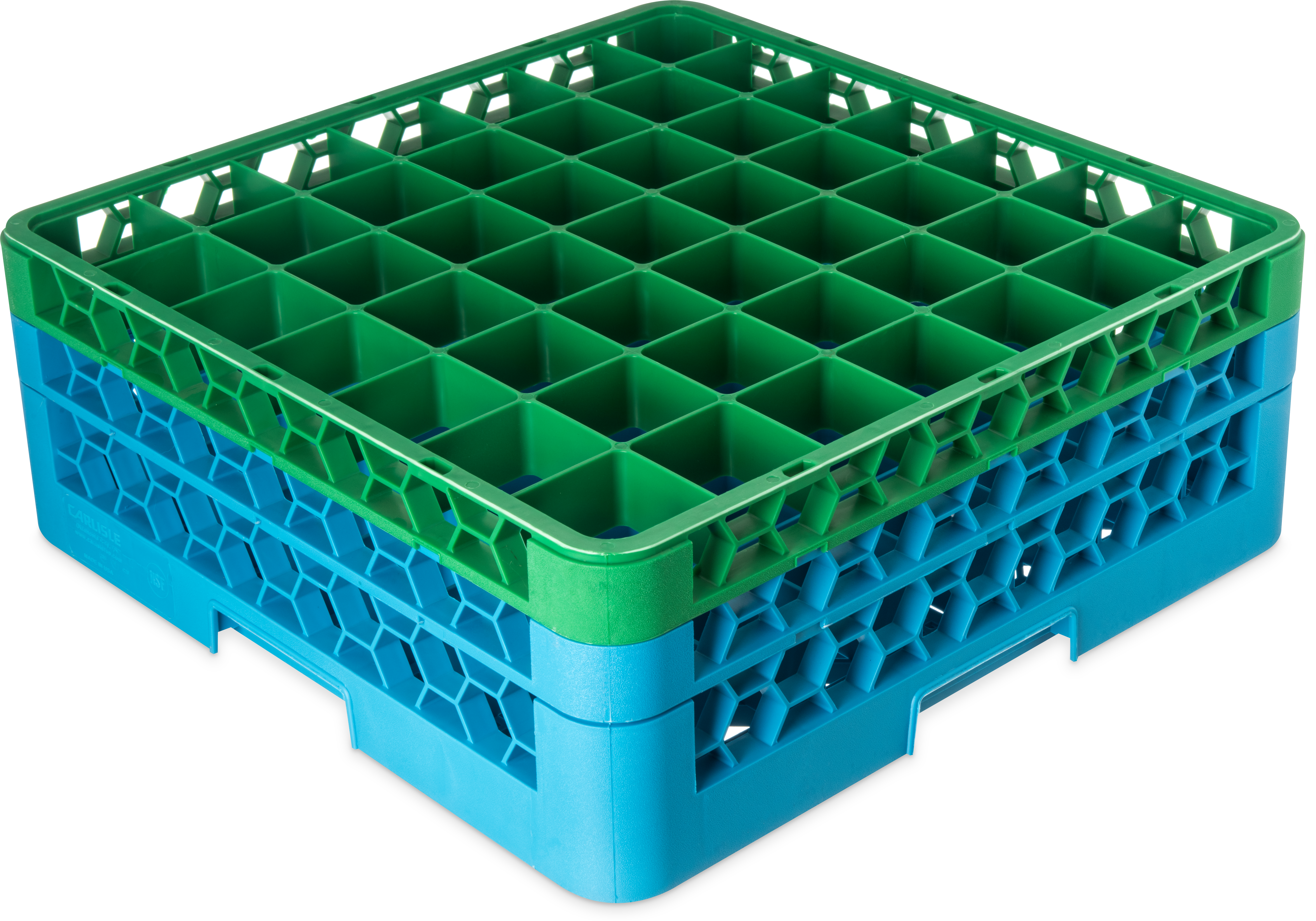 OptiClean 49 Compartment Glass Rack with 2 Extenders 7.12 - Green-Carlisle Blue