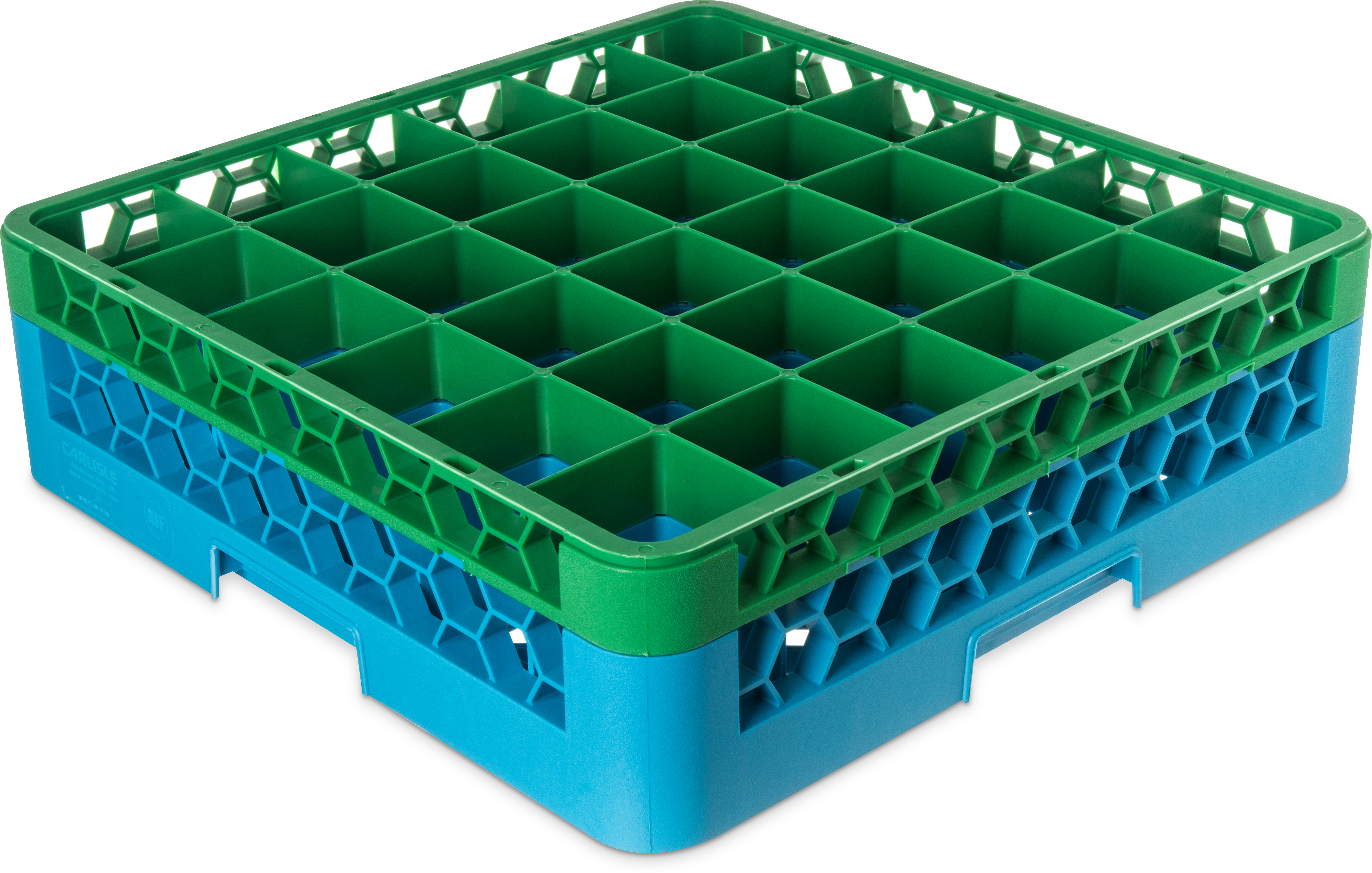 OptiClean 36 Compartment Glass Rack with 1 Extender 5.56 - Green-Carlisle Blue