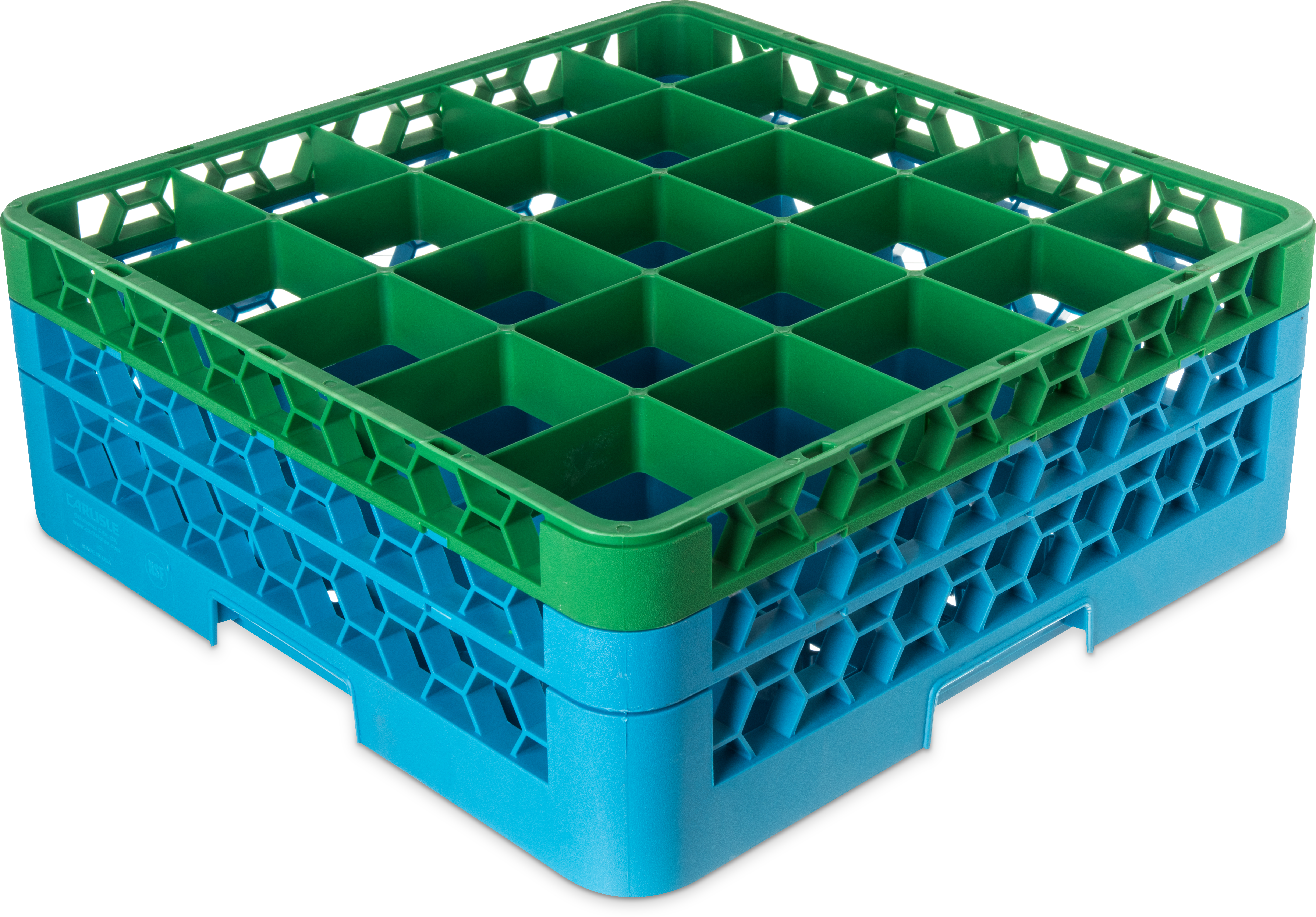 OptiClean 25 Compartment Glass Rack with 2 Extenders 7.12 - Green-Carlisle Blue
