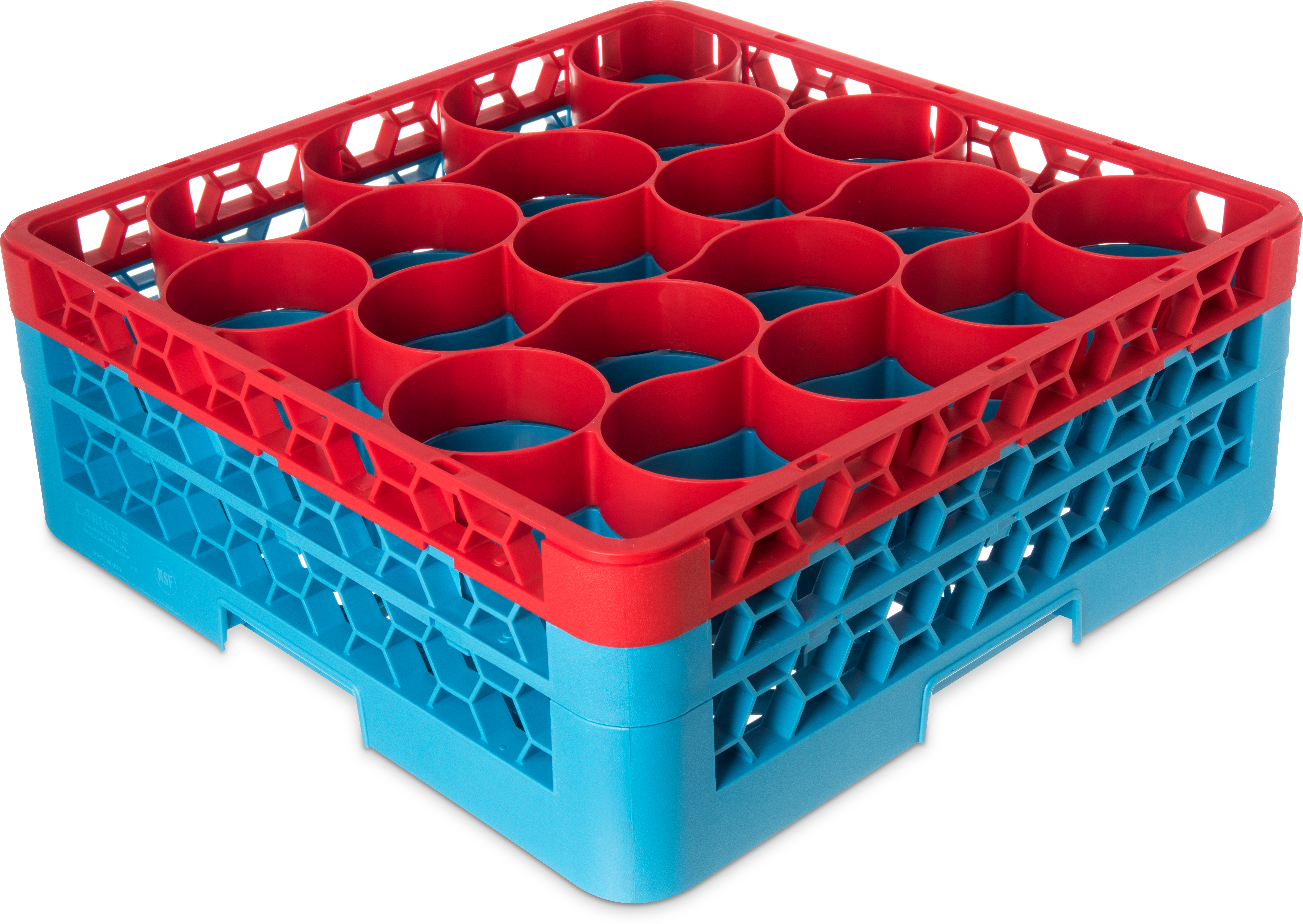 OptiClean NeWave Color-Coded Glass Rack with Two Extenders 20 Compartment - Red-Carlisle Blue