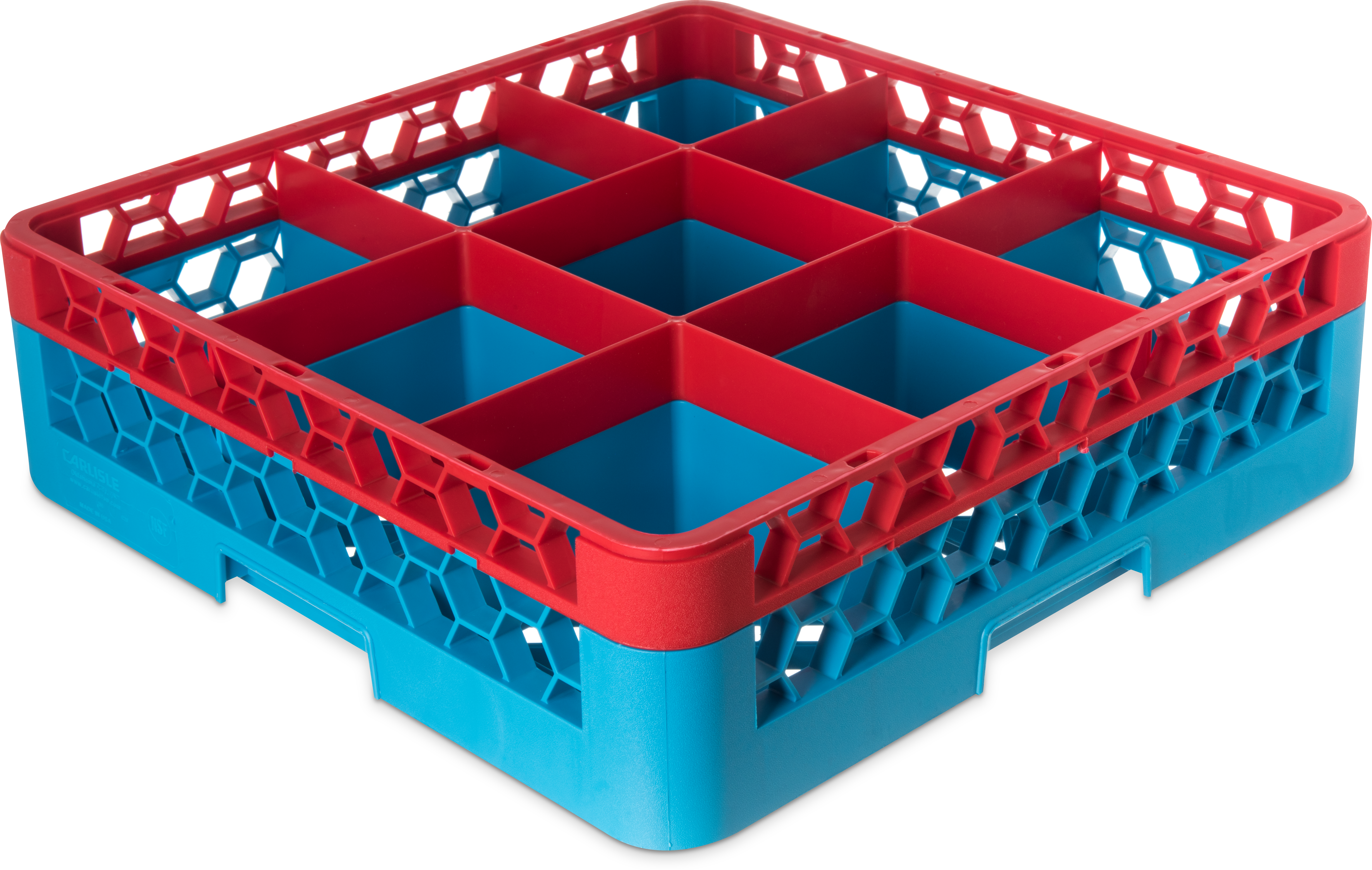 OptiClean 9 Compartment Glass Rack with 1 Extender 5.56 - Red-Carlisle Blue