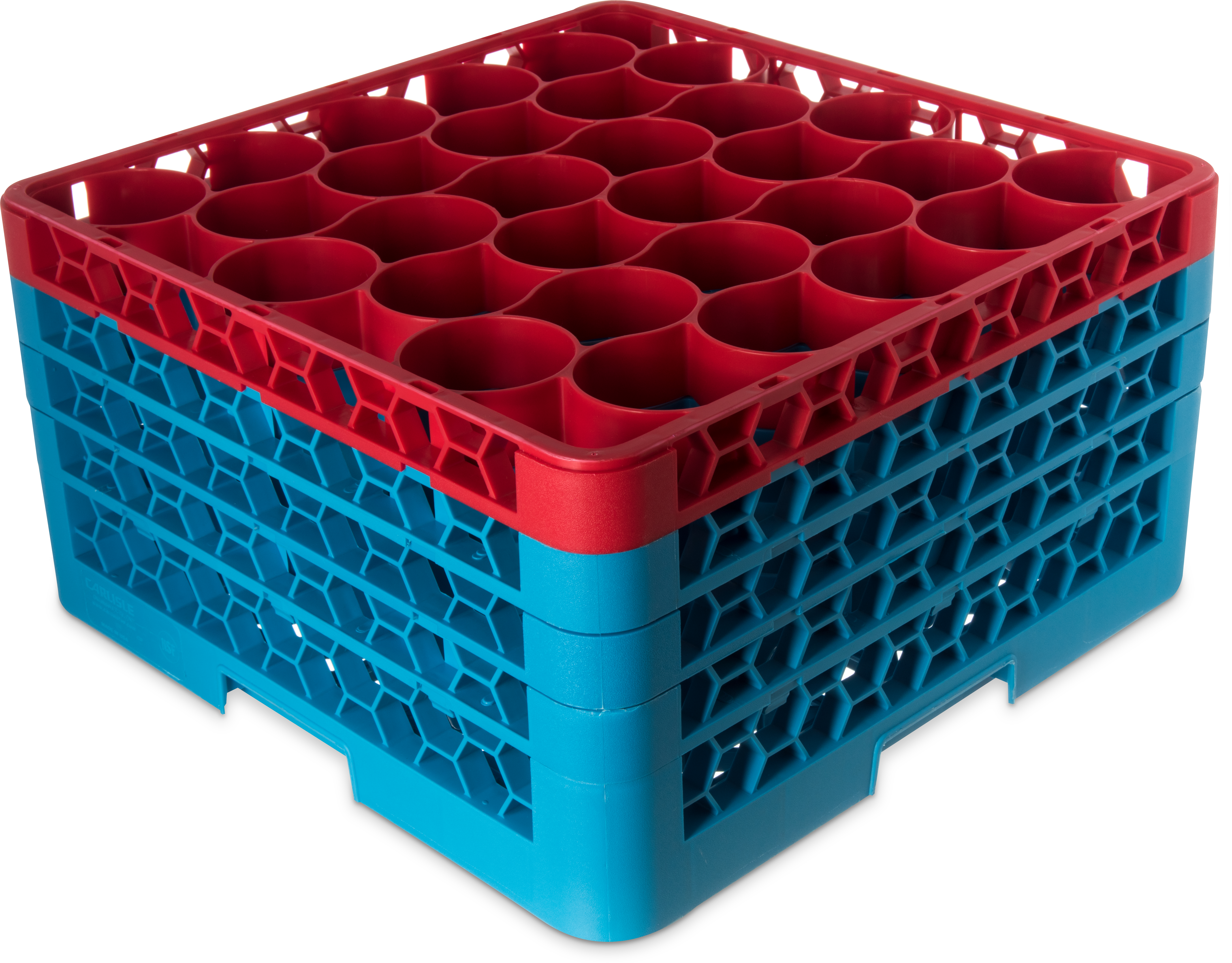 OptiClean NeWave Color-Coded Glass Rack with Three Extenders 30 Compartment (2pk) - Red-Carlisle Blue