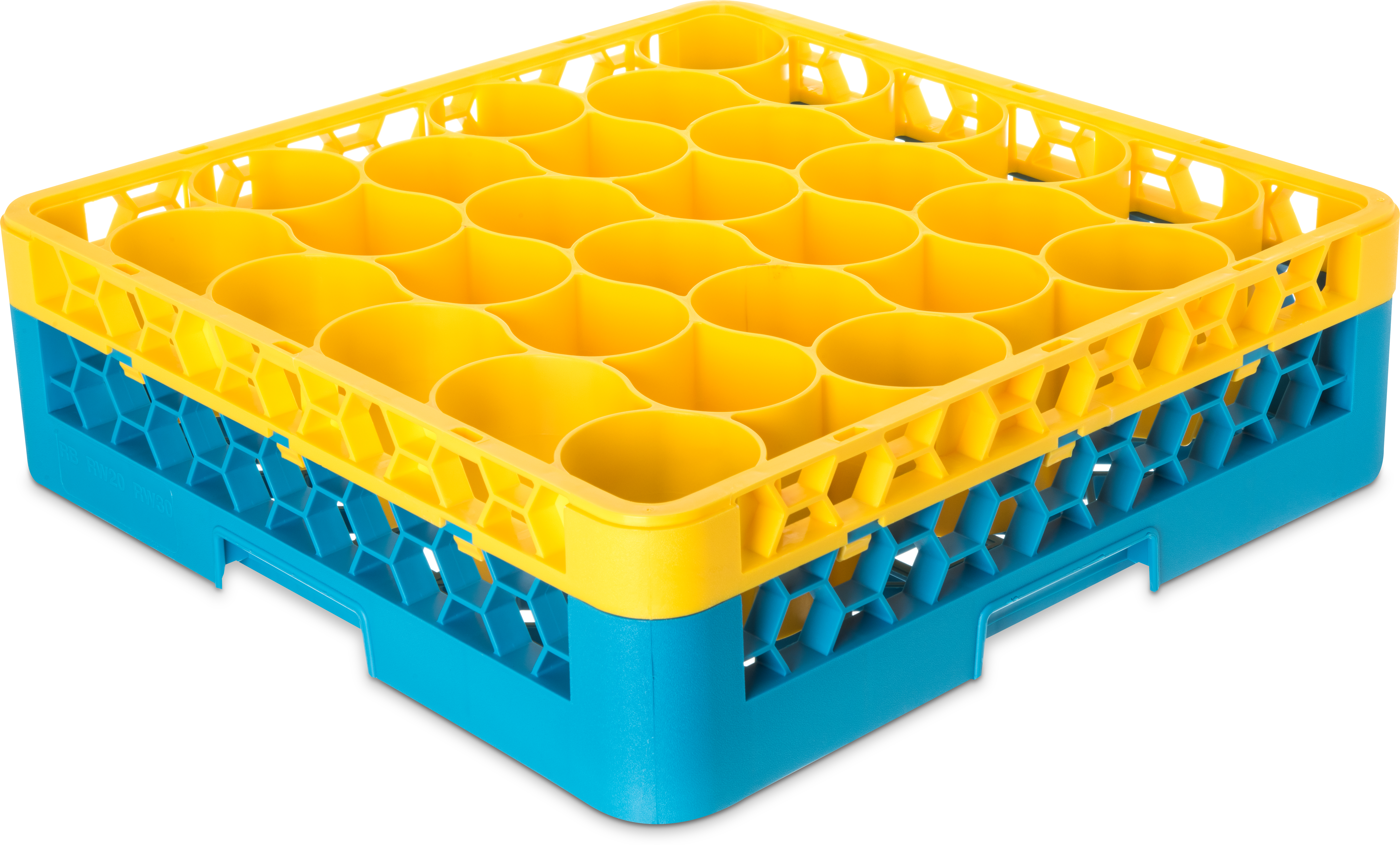 OptiClean NeWave Color-Coded Glass Rack with Integrated Extender 30 Compartment - Yellow-Carlisle Blue