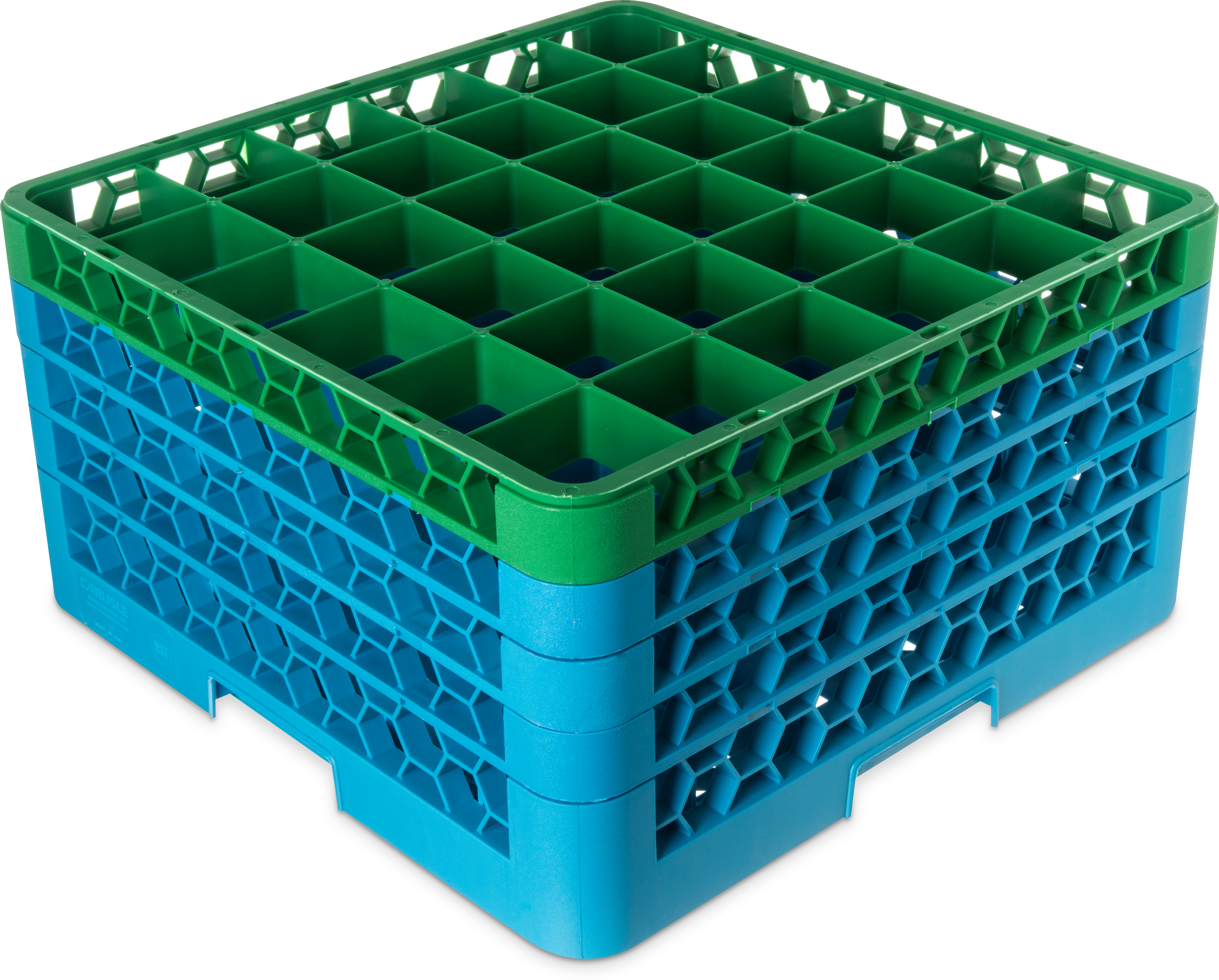 OptiClean 36 Compartment Glass Rack with 4 Extenders 10.3 - Green-Carlisle Blue