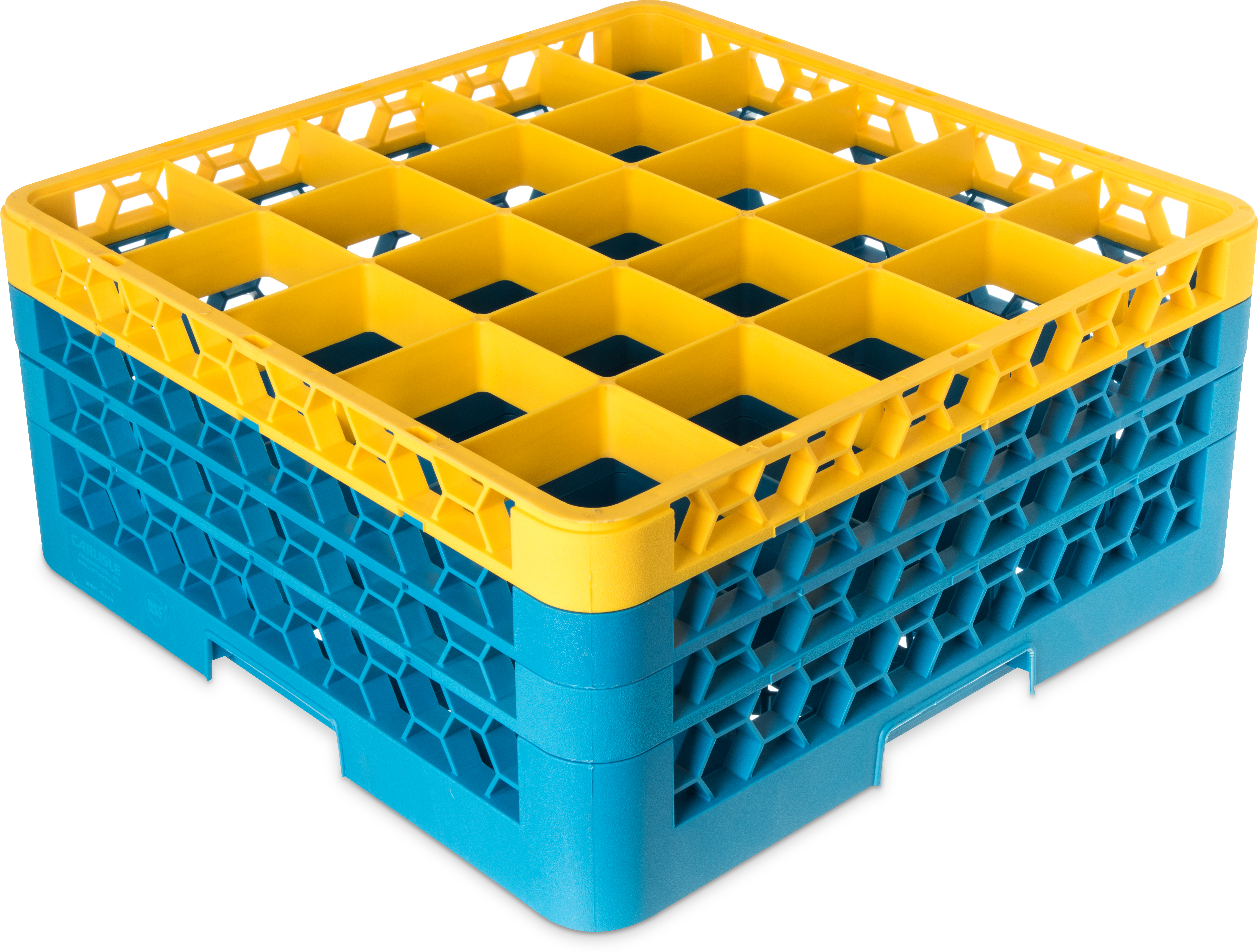 OptiClean 25 Compartment Glass Rack with 3 Extenders 8.72 - Yellow-Carlisle Blue