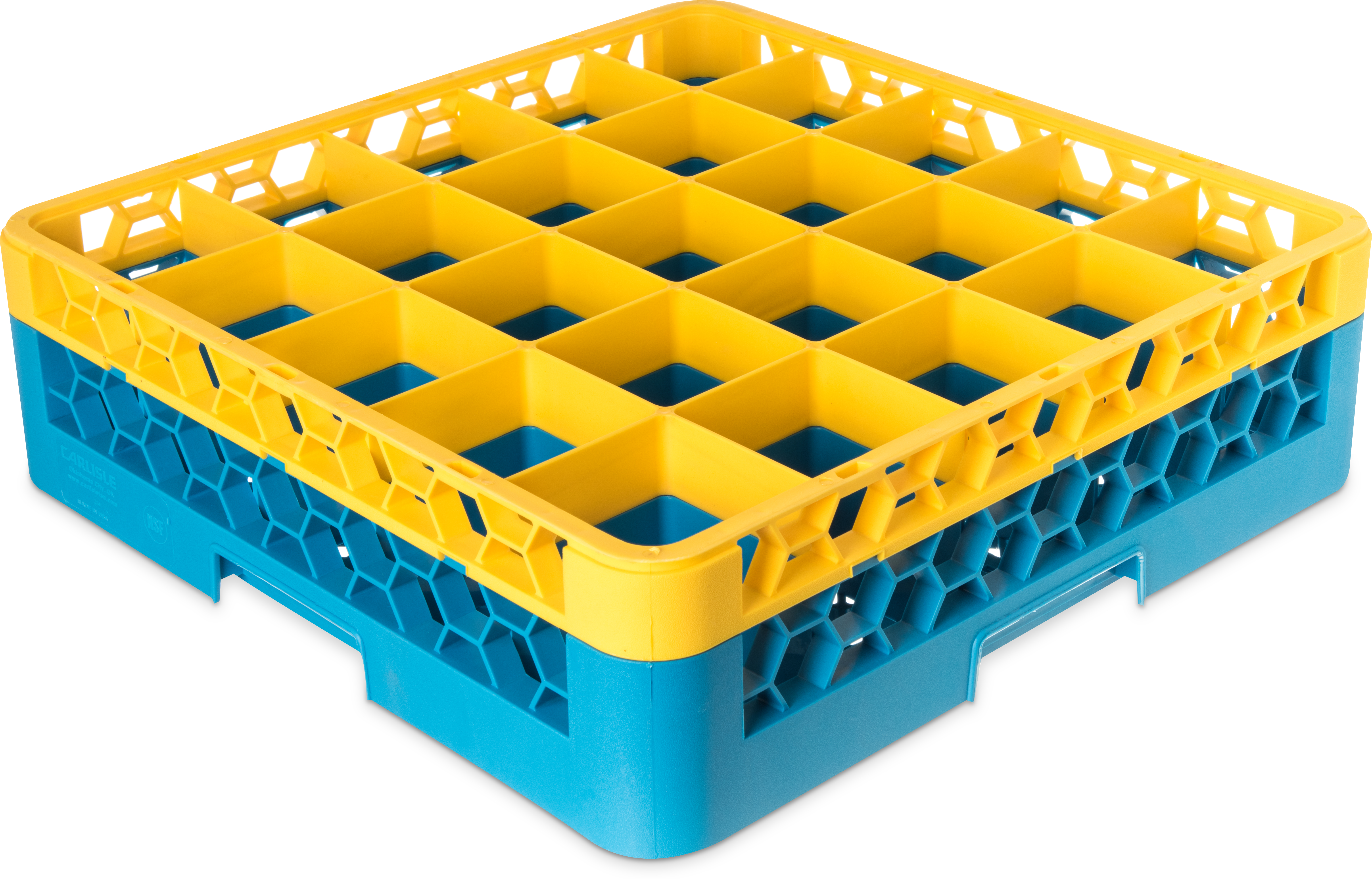 OptiClean 25 Compartment Glass Rack with 1 Extender 5.56 - Yellow-Carlisle Blue