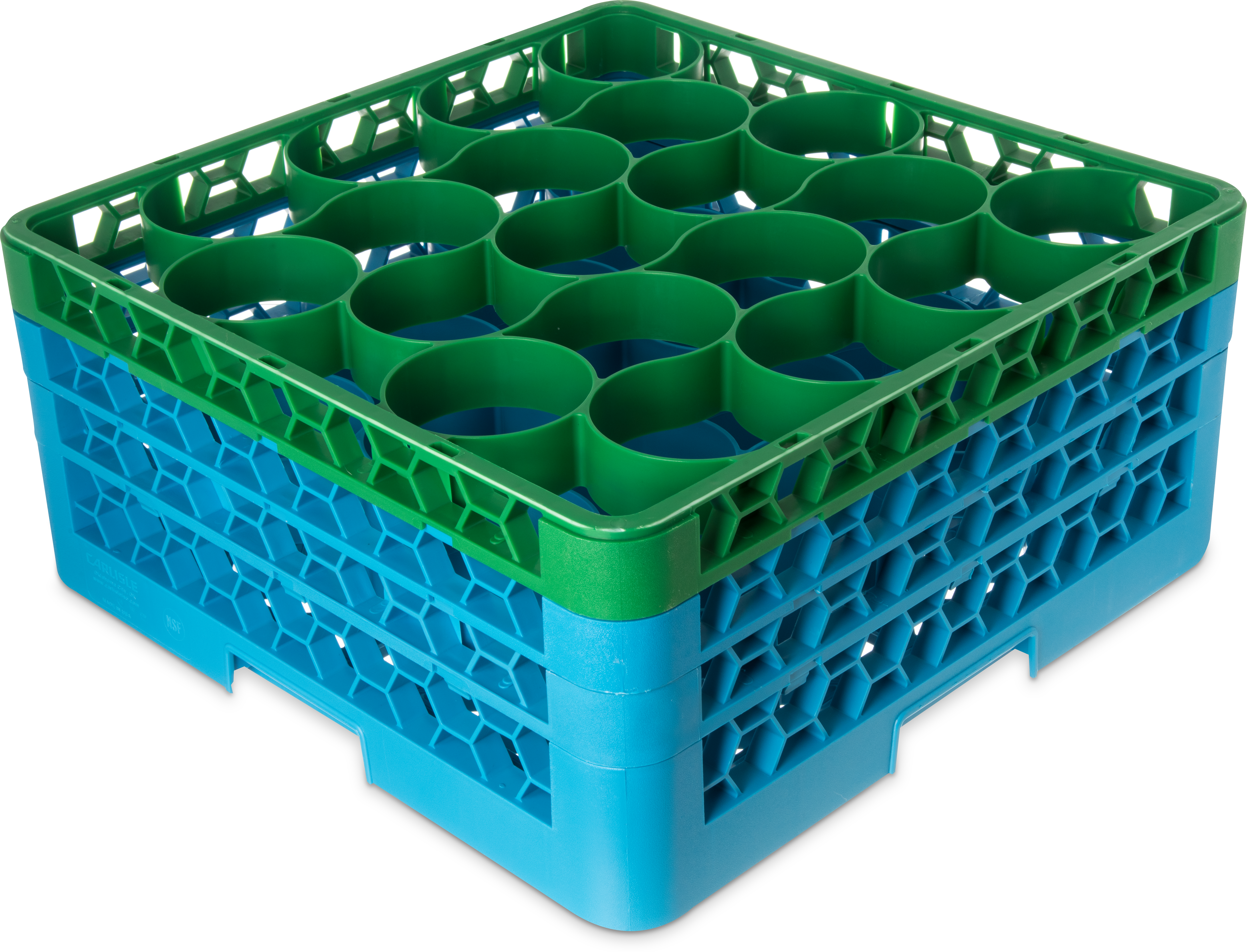 OptiClean NeWave Color-Coded Glass Rack with Three Extenders 20 Compartment - Orange-Carlisle Blue