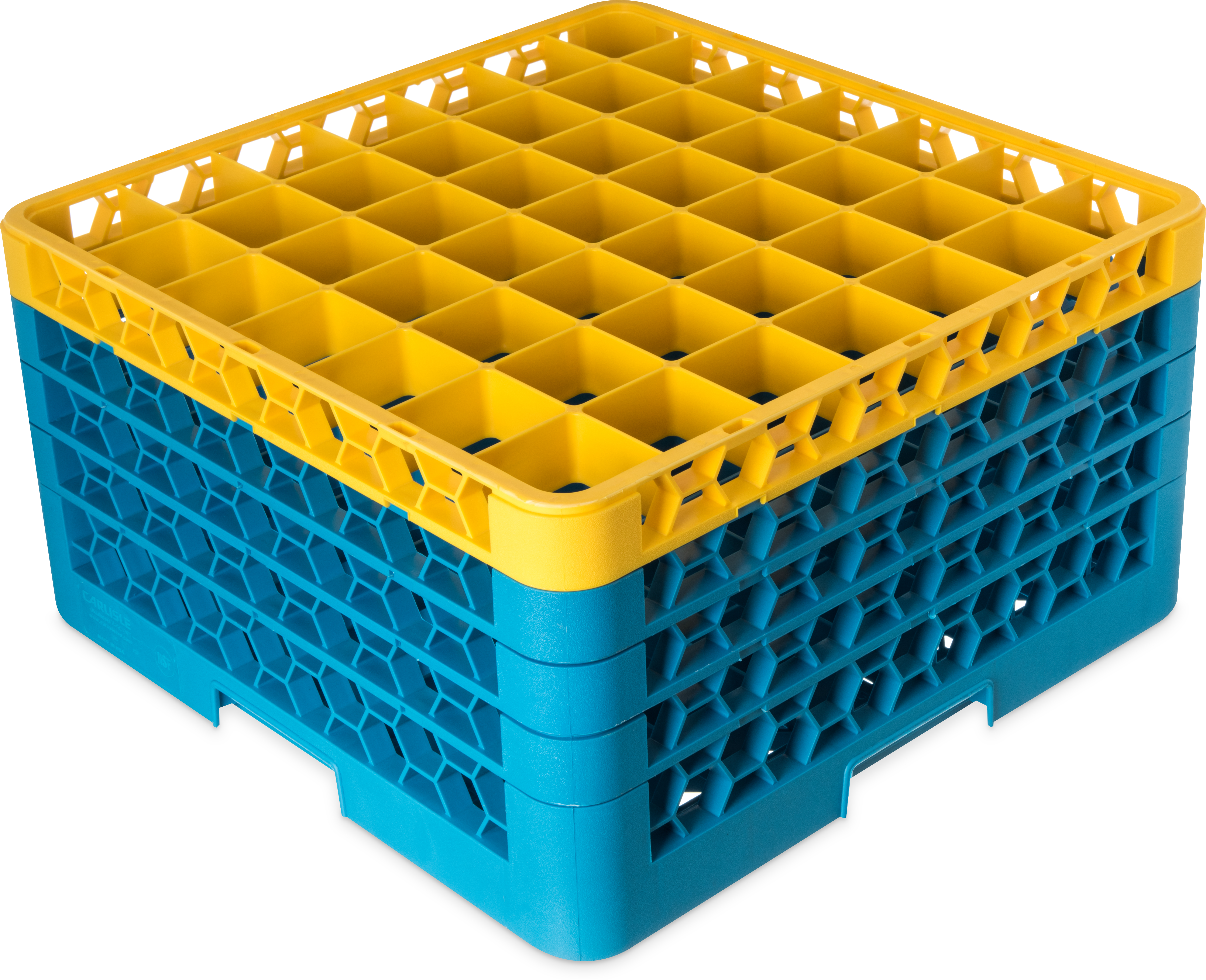 OptiClean 49 Compartment Glass Rack with 4 Extenders 10.3 - Yellow-Carlisle Blue