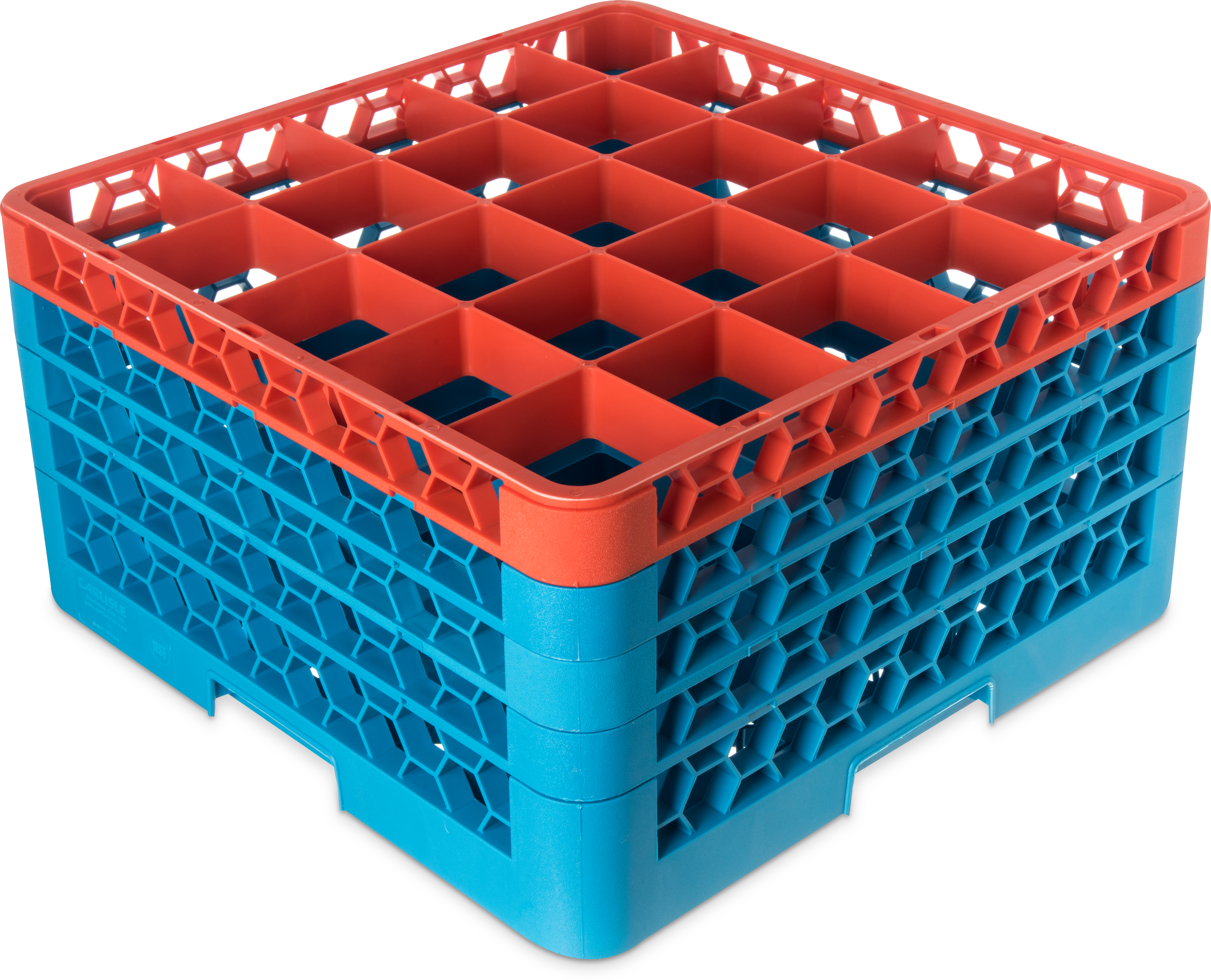 OptiClean 25 Compartment Glass Rack with 4 Extenders 10.3 - Orange-Carlisle Blue