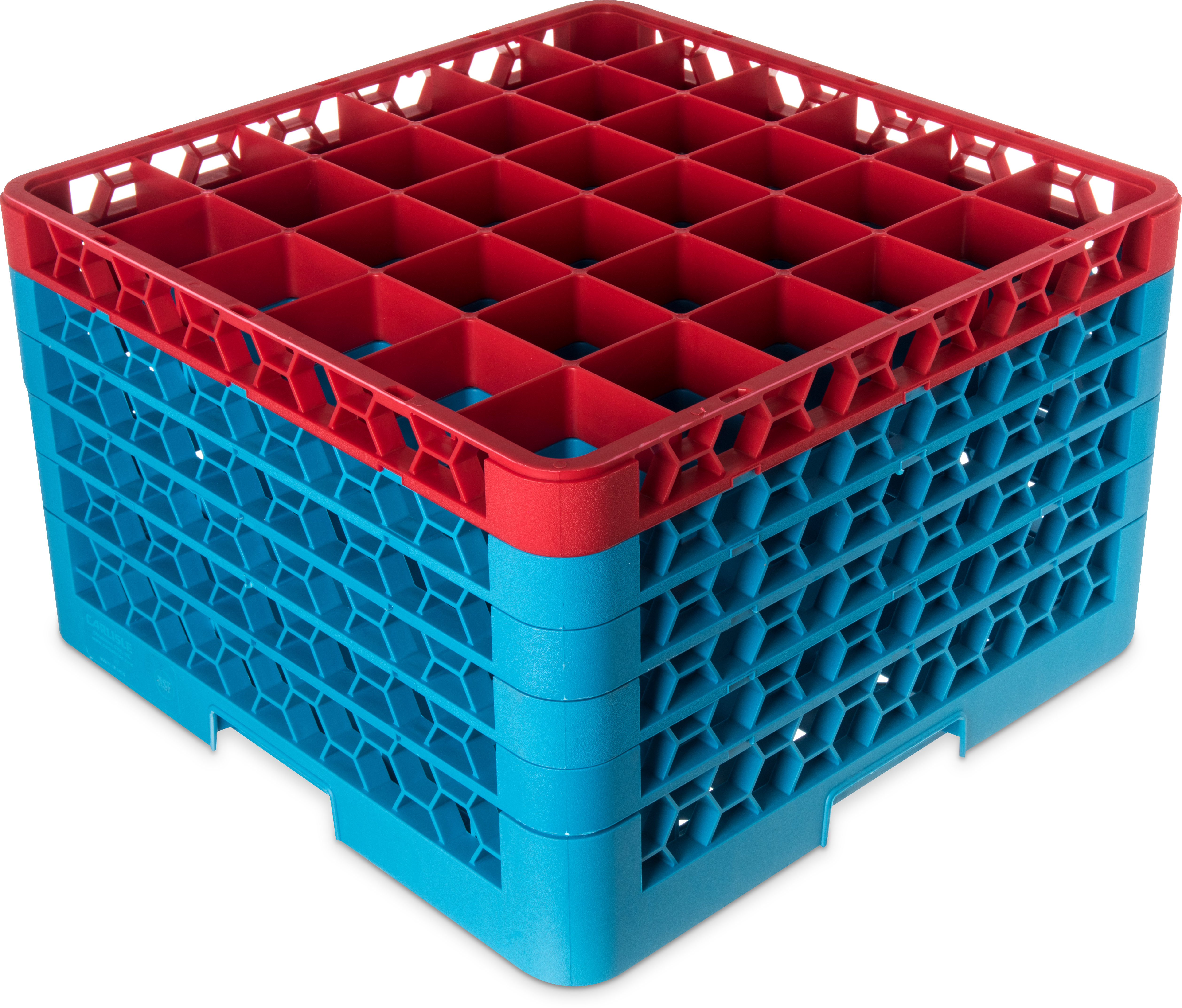 OptiClean 36 Compartment Glass Rack with 5 Extenders 11.9 - Red-Carlisle Blue