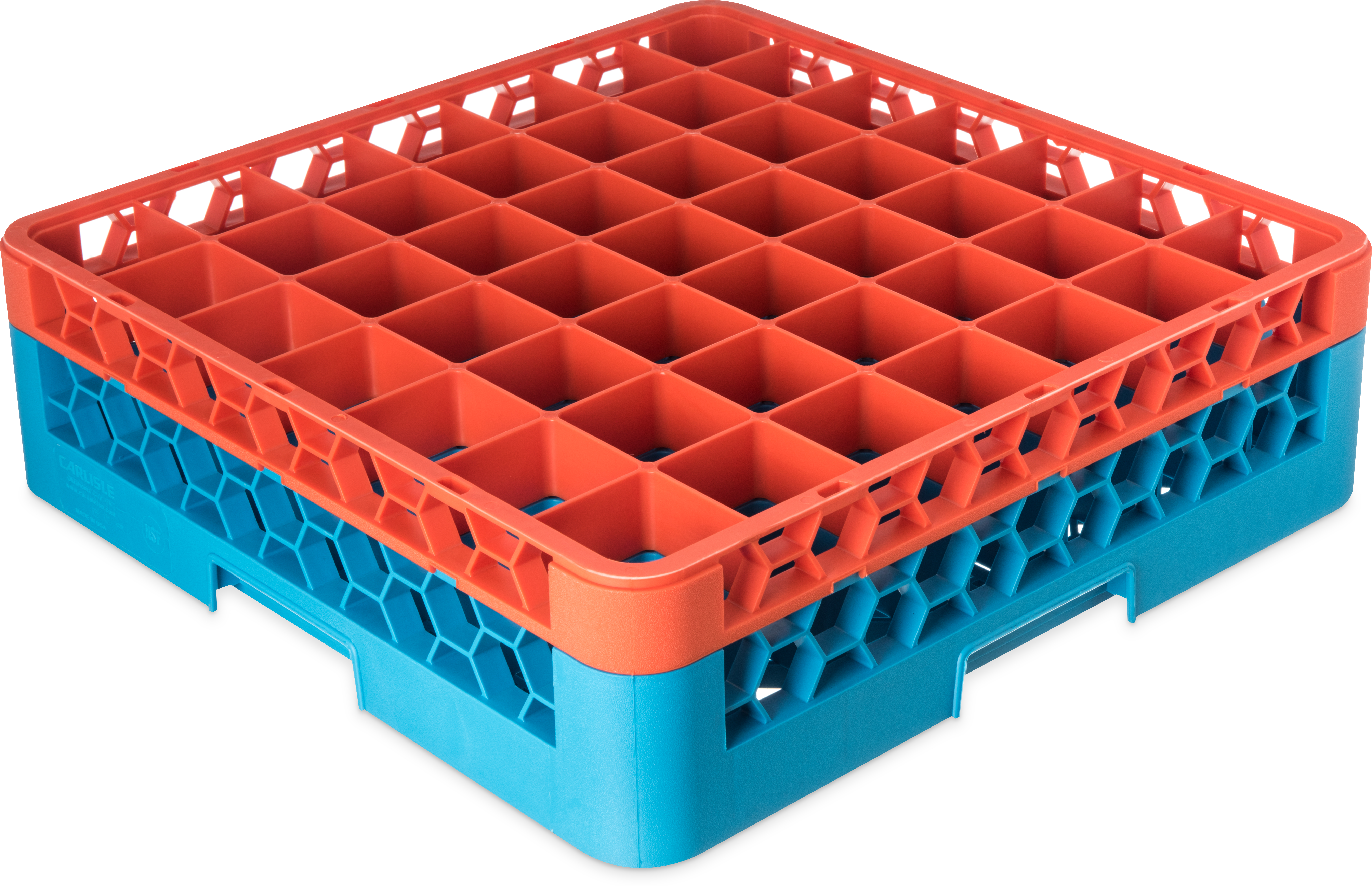OptiClean 49 Compartment Glass Rack with 1 Extender 5.56 - Orange-Carlisle Blue