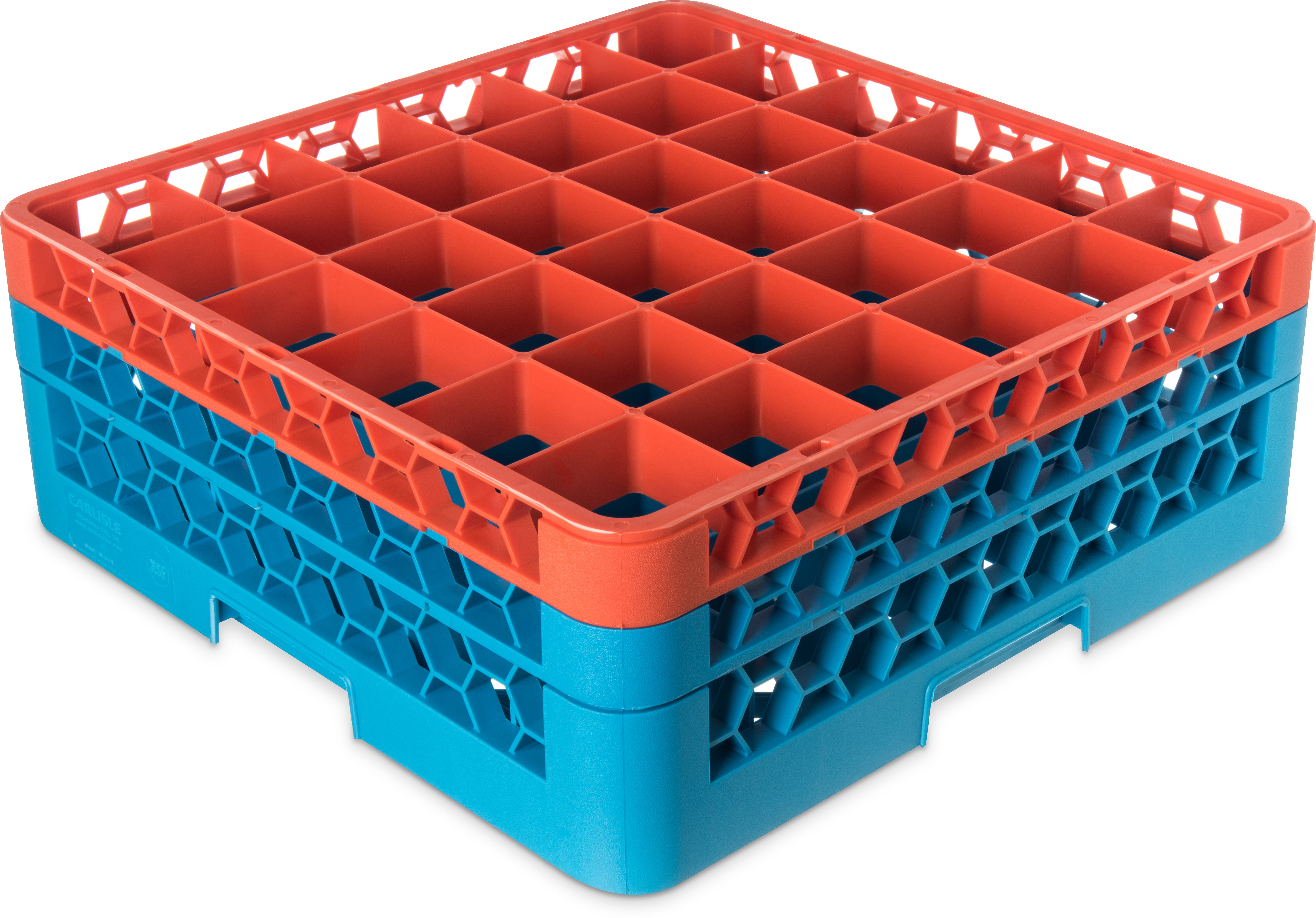 OptiClean 36 Compartment Glass Rack with 2 Extenders 7.12 - Orange-Carlisle Blue