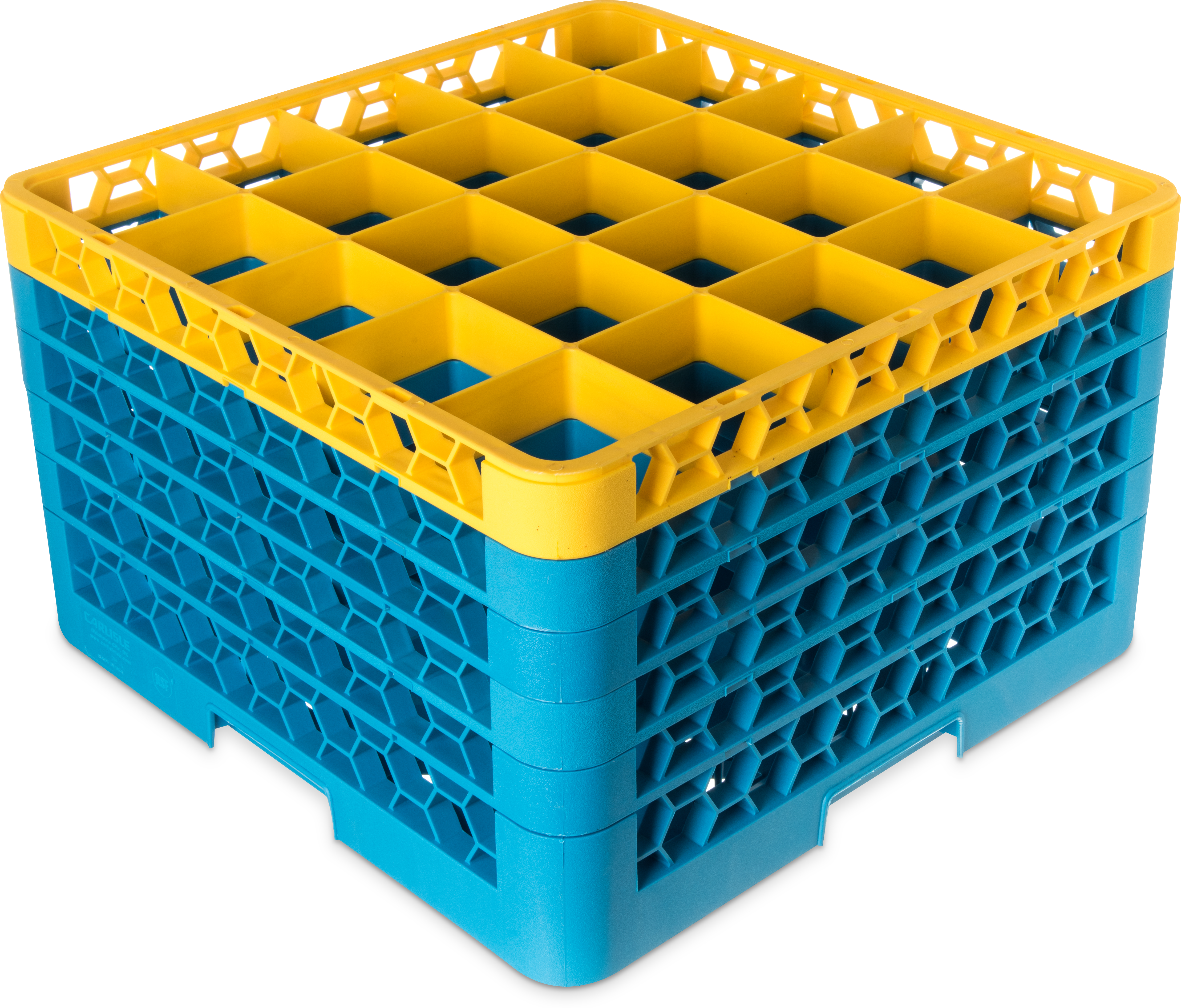 OptiClean 25 Compartment Glass Rack with 5 Extenders 11.9 - Yellow-Carlisle Blue
