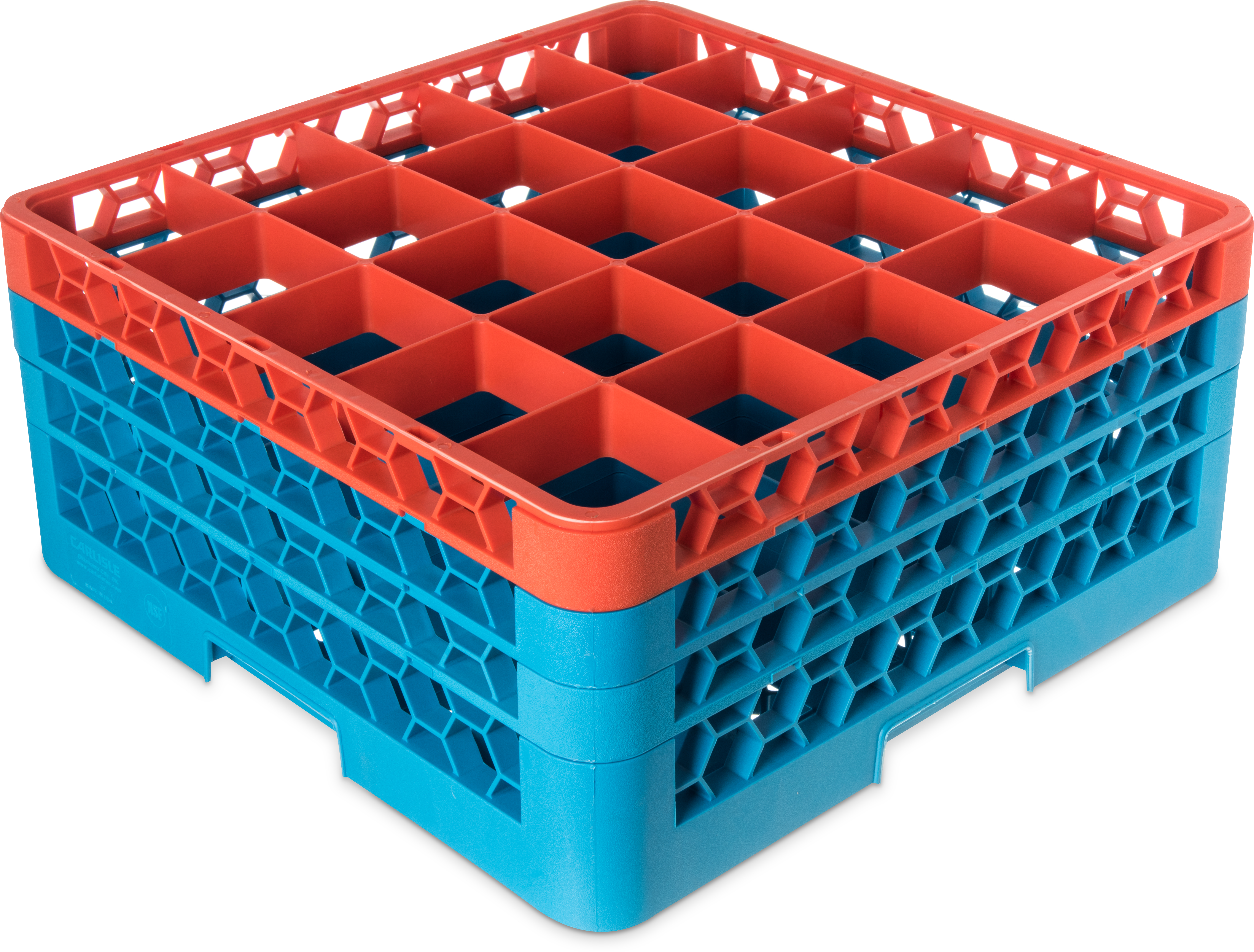OptiClean 25 Compartment Glass Rack with 3 Extenders 8.72 - Orange-Carlisle Blue